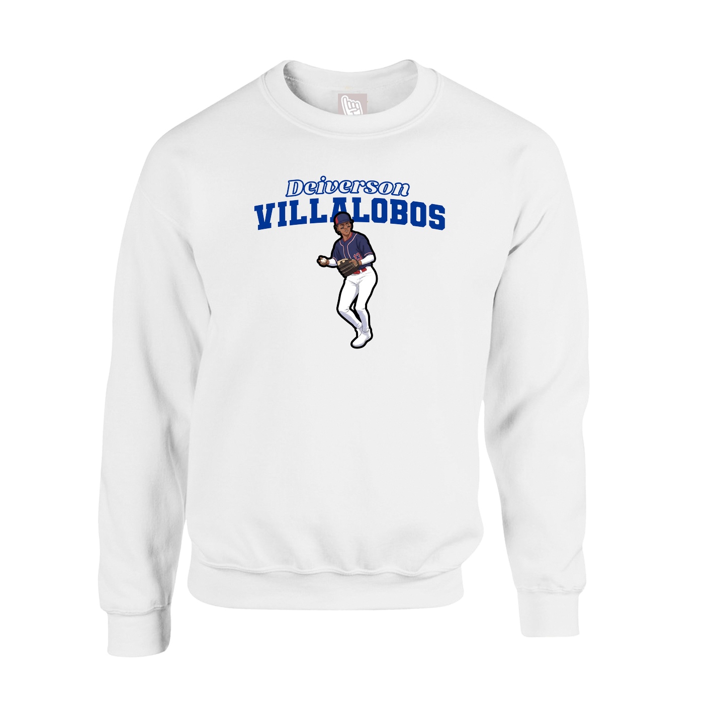 Fleece Crew — Name Arch in White