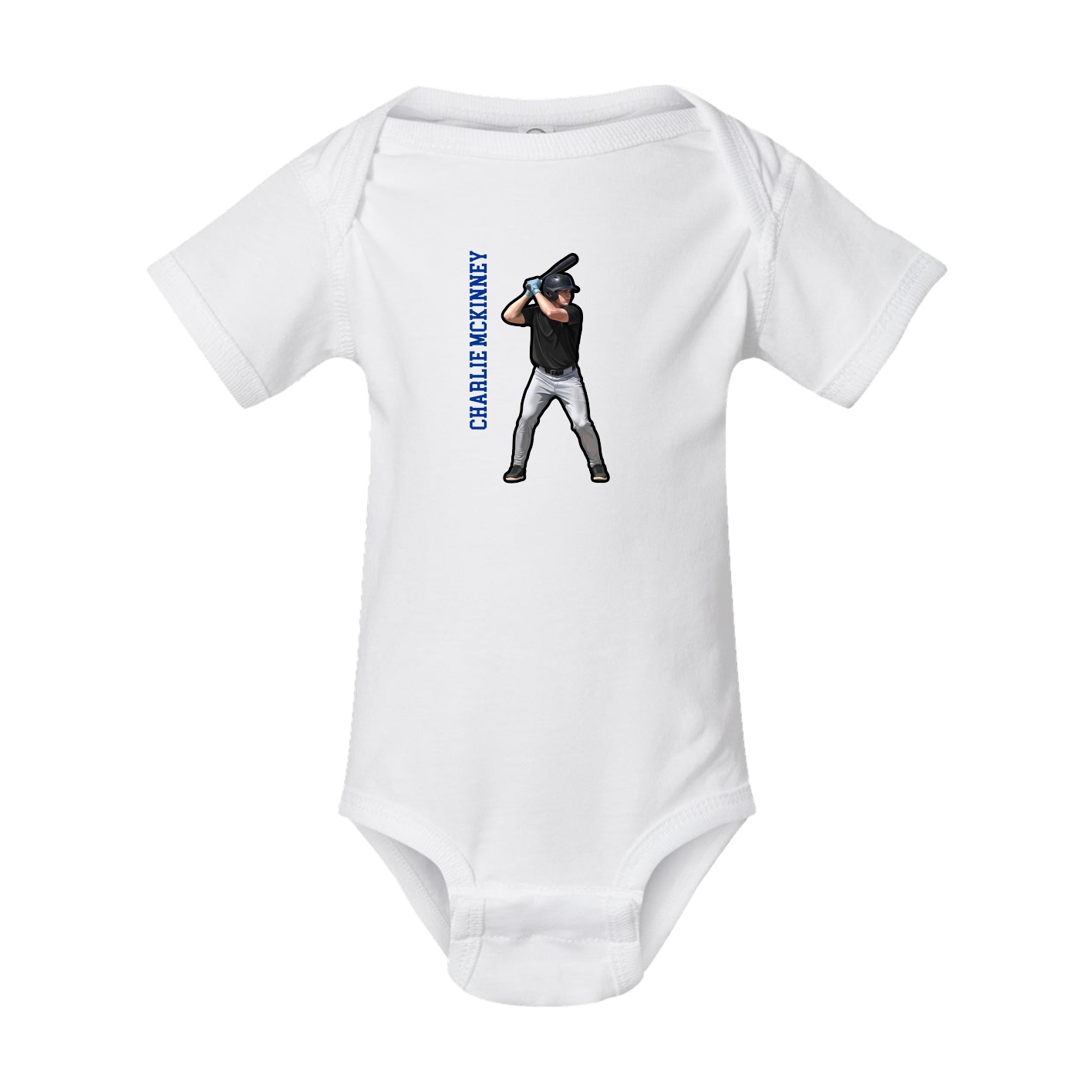 Baby Onesie — Name Vertical in White