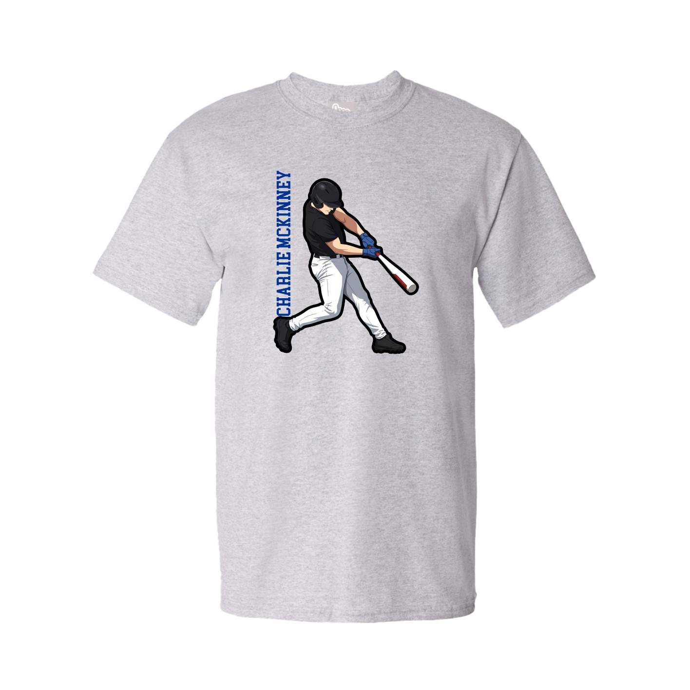 Youth Tee — Name Vertical in Grey