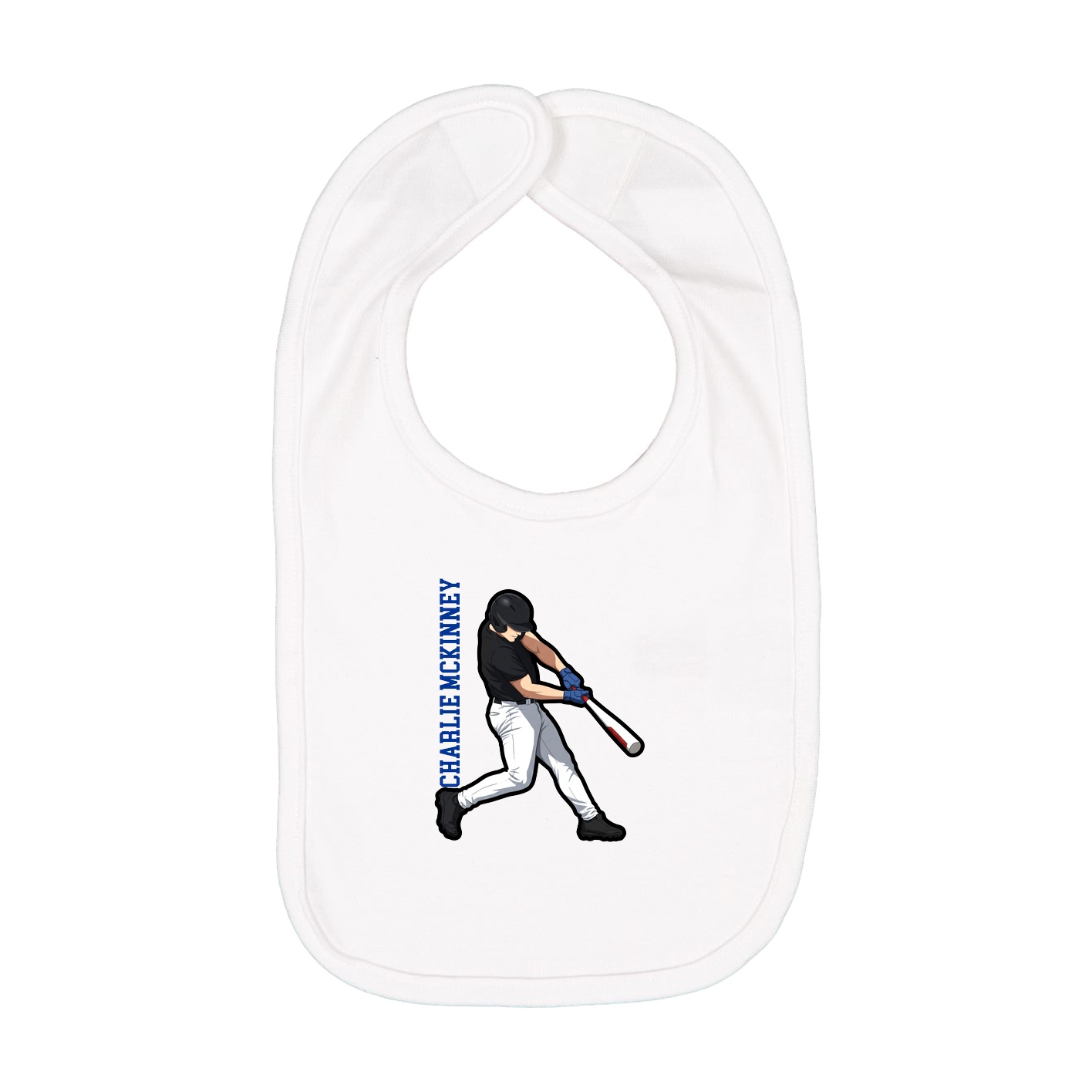 Infant Bib — Name Vertical in White