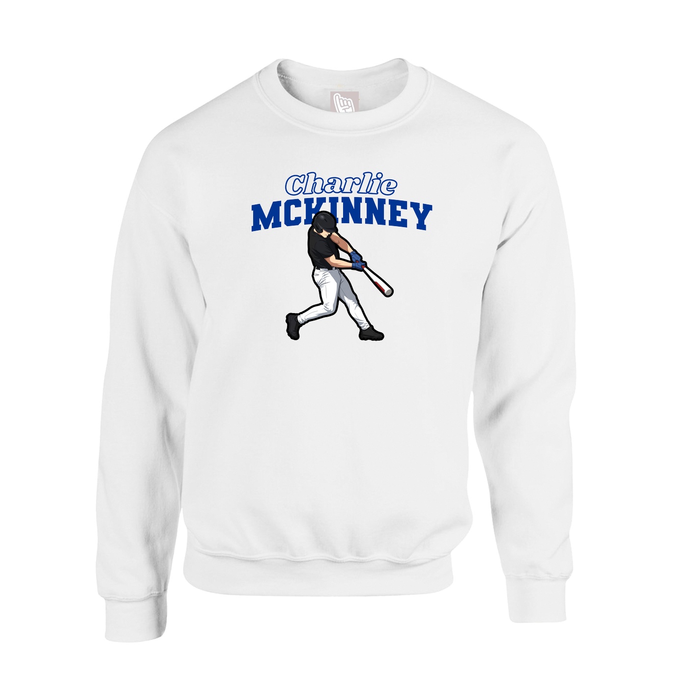 Fleece Crew — Name Arch in White
