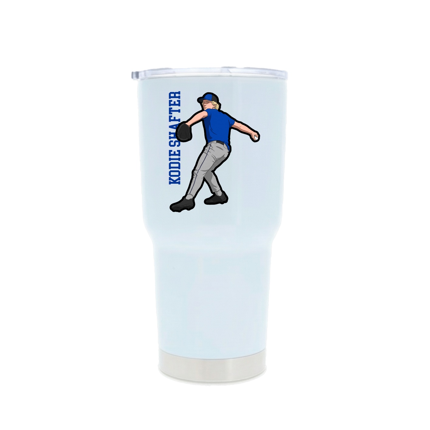 30oz Stainless Steel Tumbler — Name Vertical in White