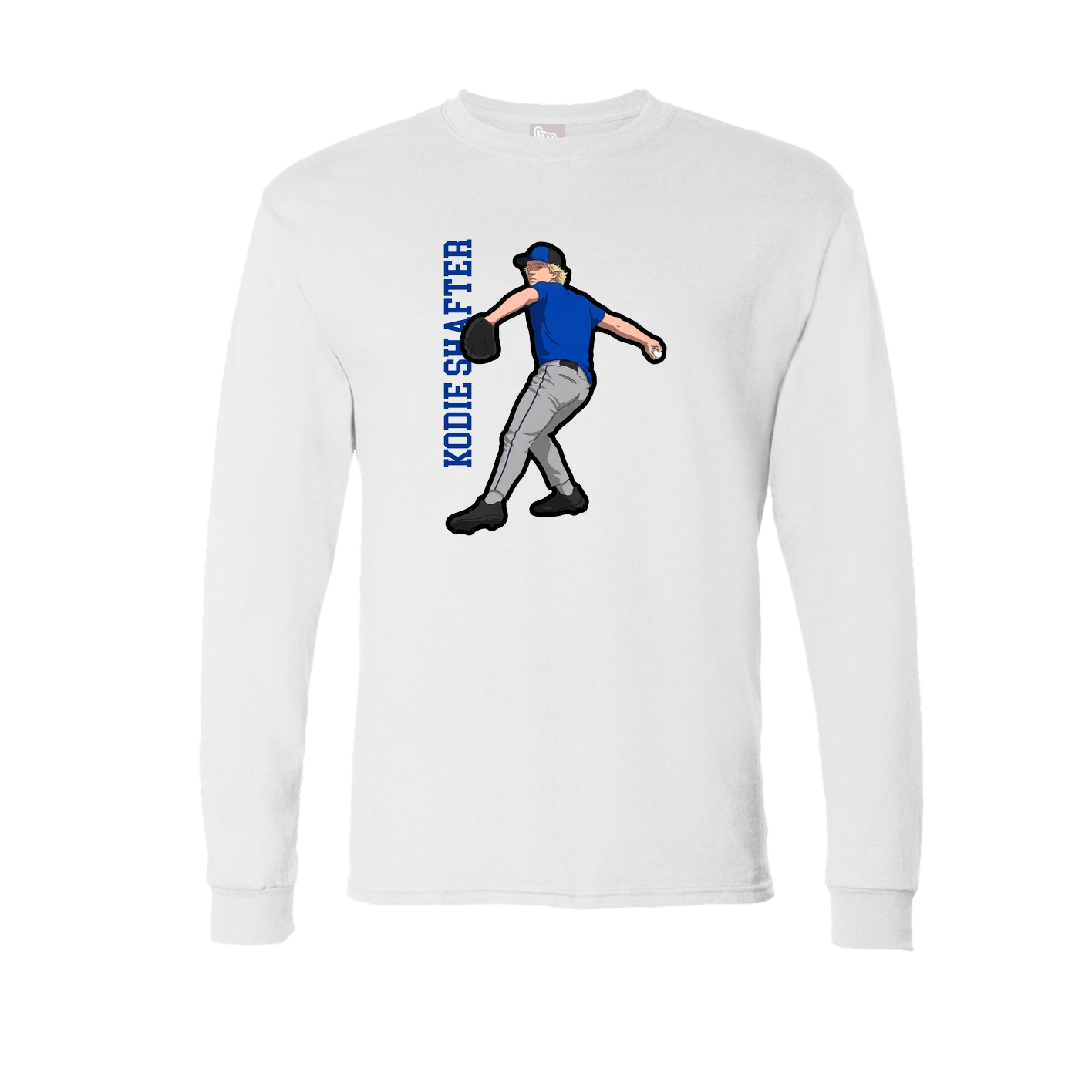 Long Sleeve Tee — Name Vertical in White