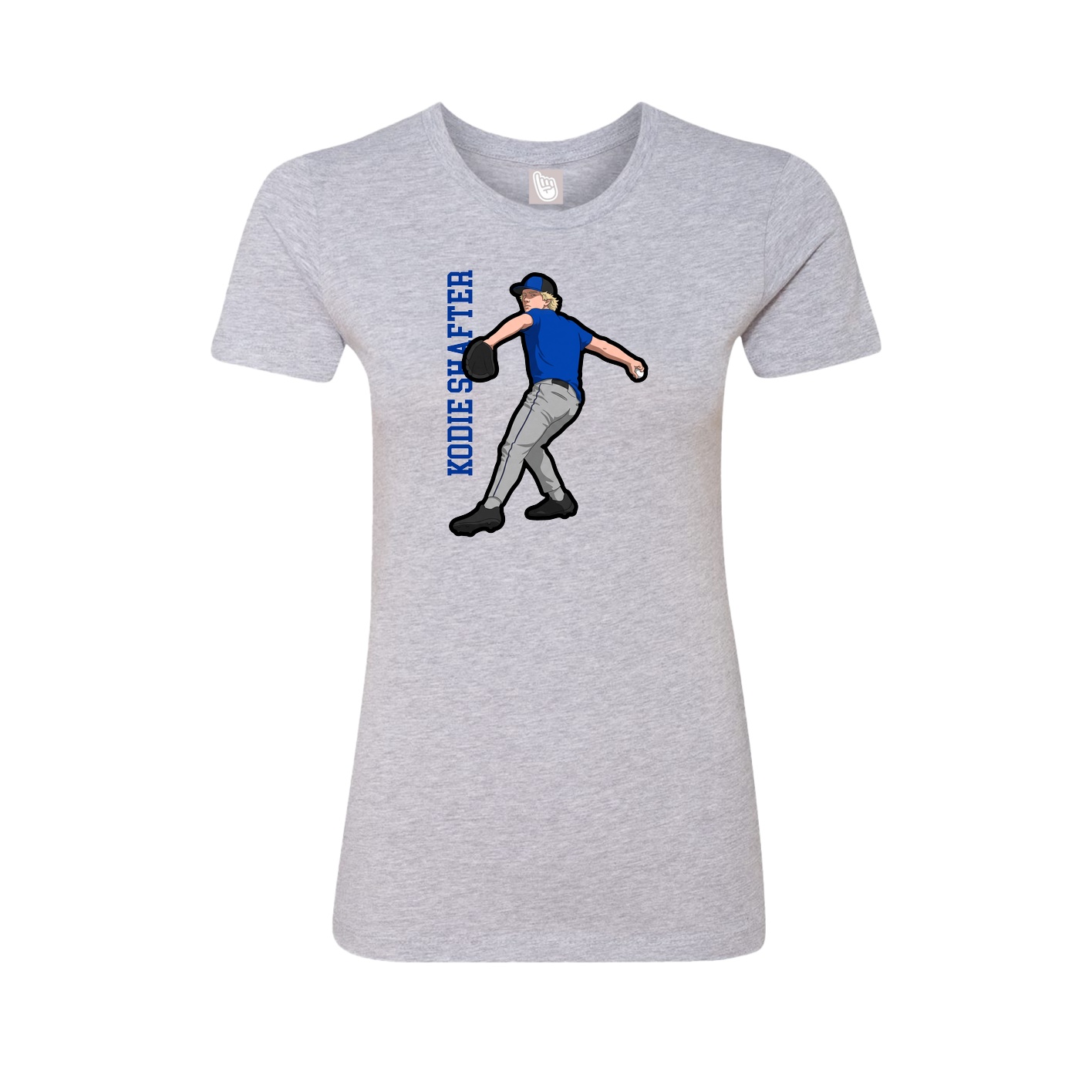 Fitted Women's Tee — Name Vertical in Grey