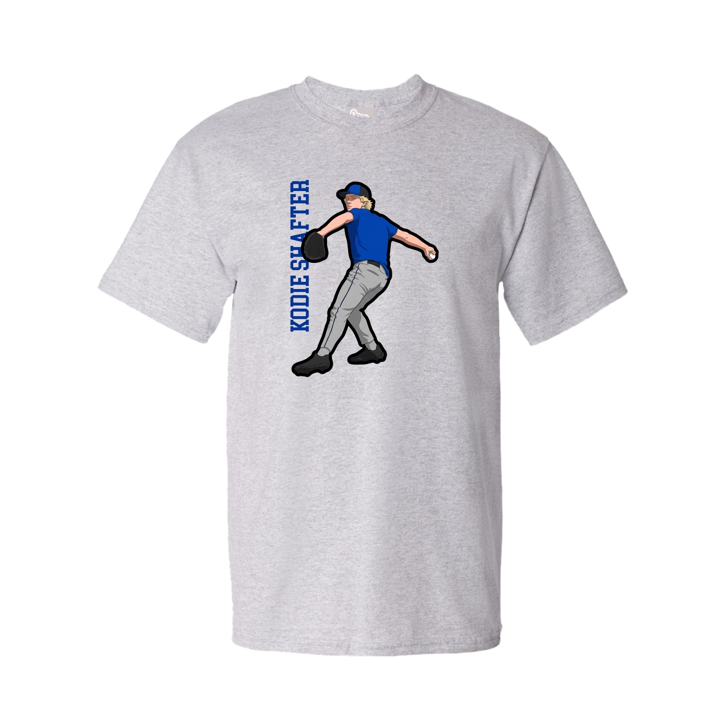 Youth Tee — Name Vertical in Grey