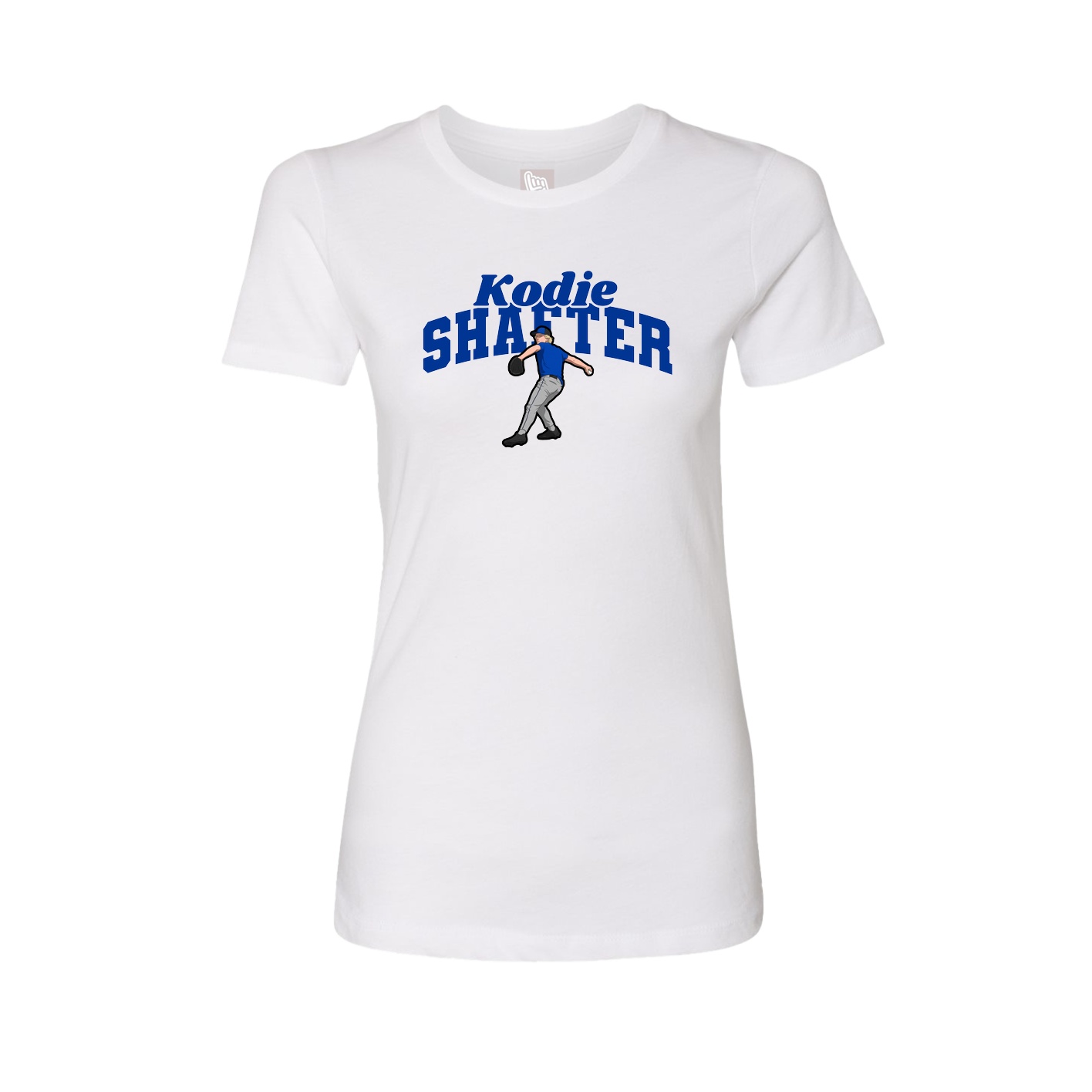 Fitted Women's Tee — Signature Arch in White