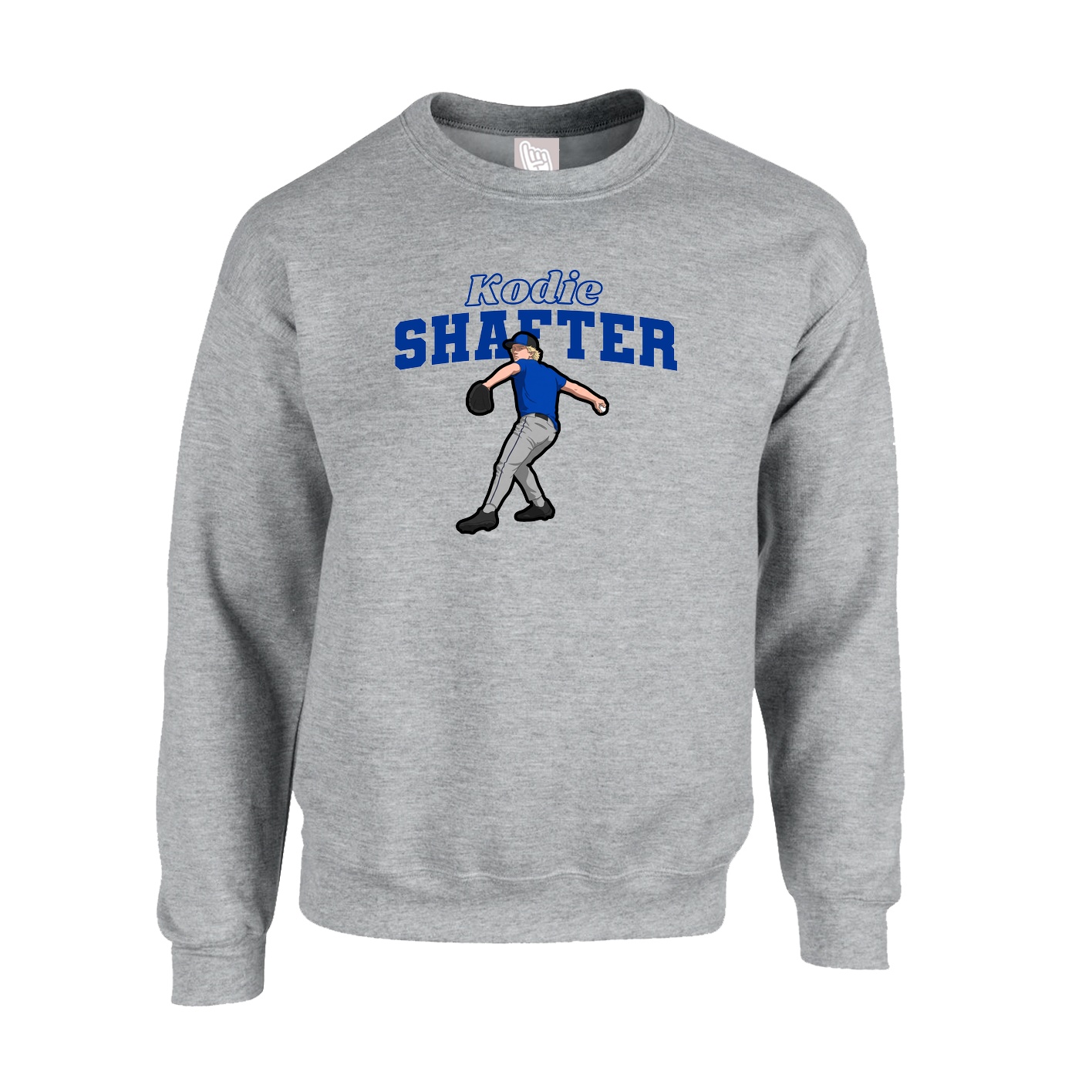 Fleece Crew — Name Arch in Grey