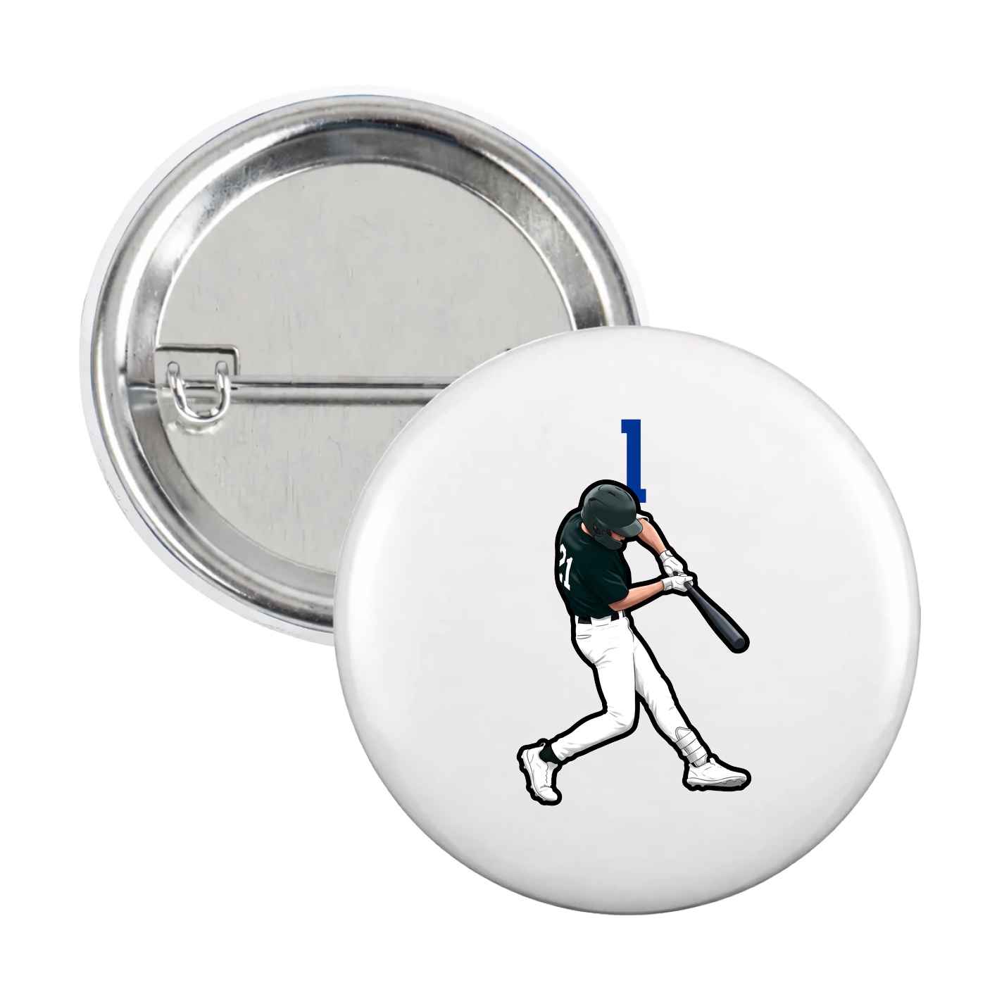 Game Day Button — Number Top in White