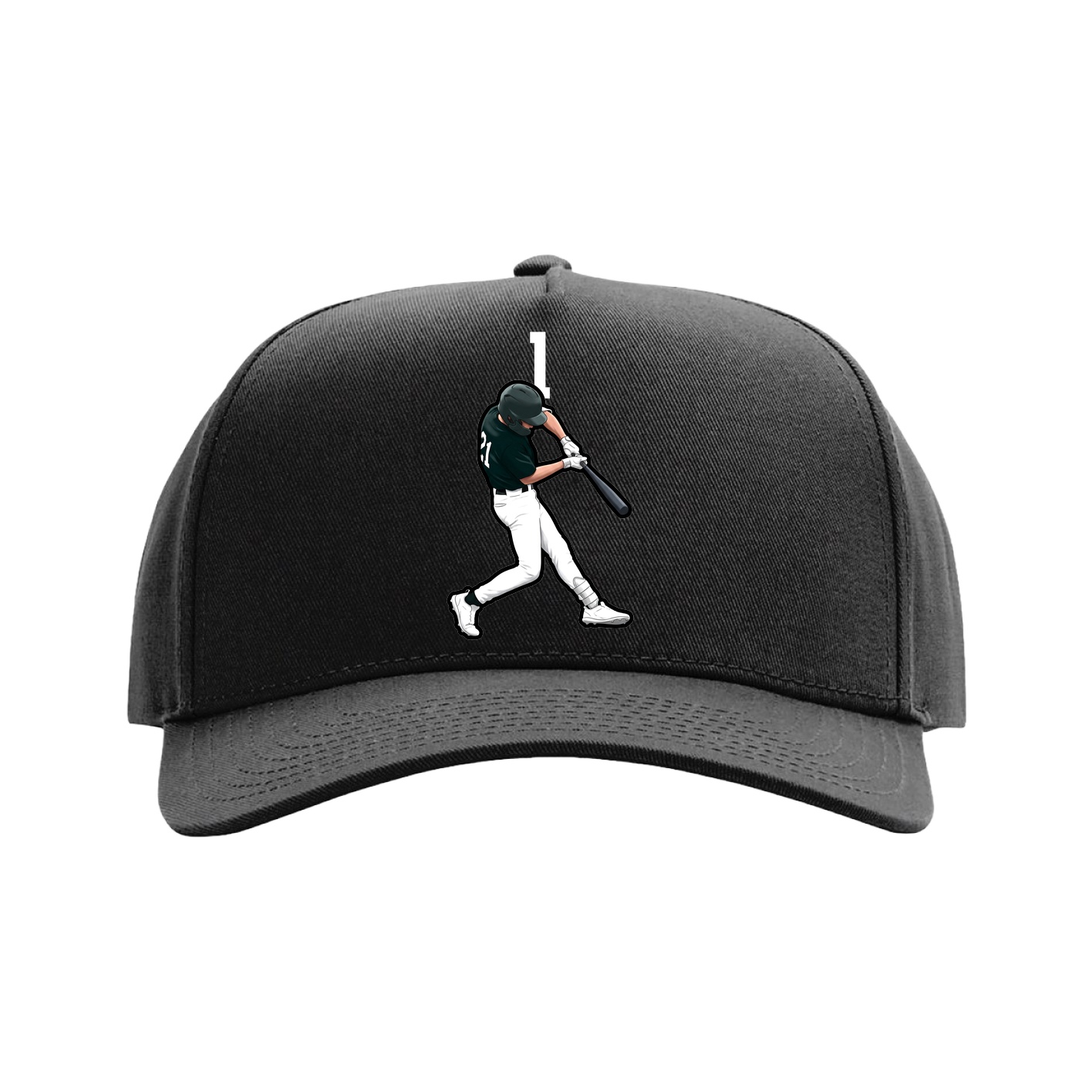 Full Fabric Five-Panel Champ Cap — Number Top in Black