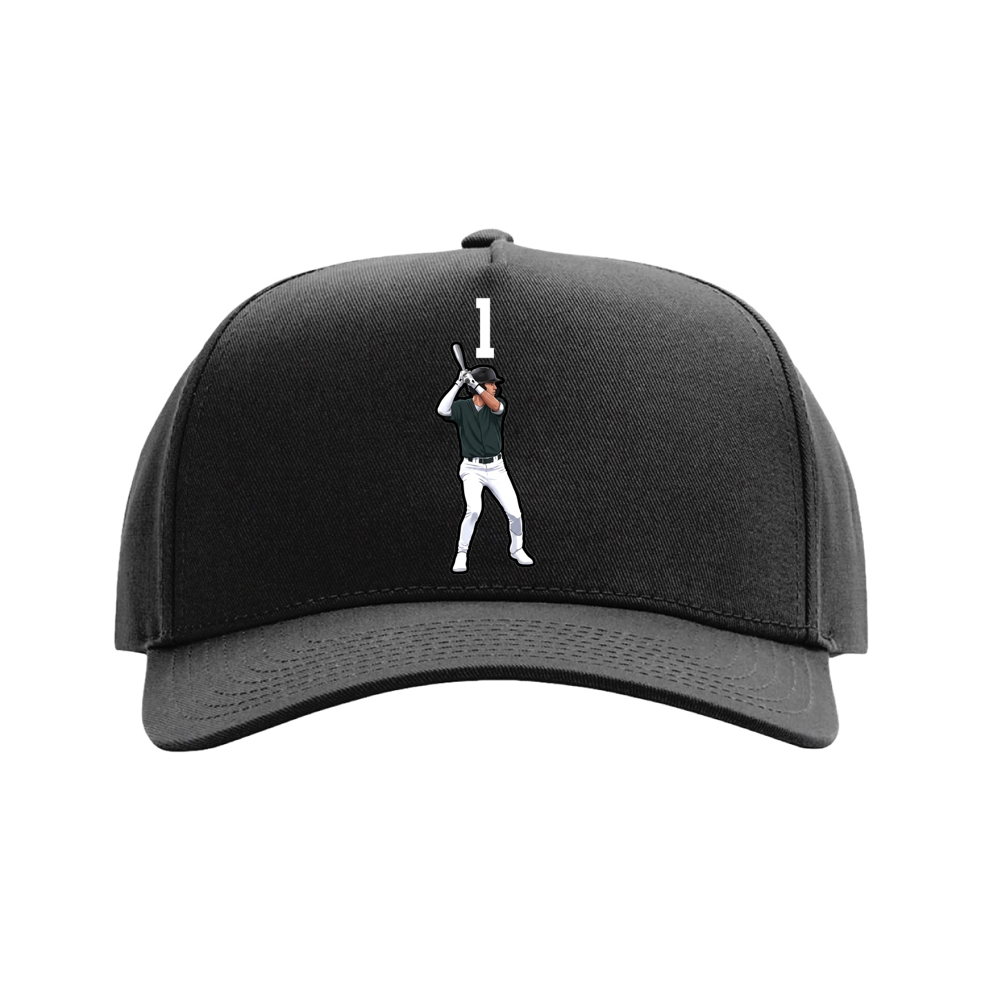 Full Fabric Five-Panel Champ Cap — Number Top in Black