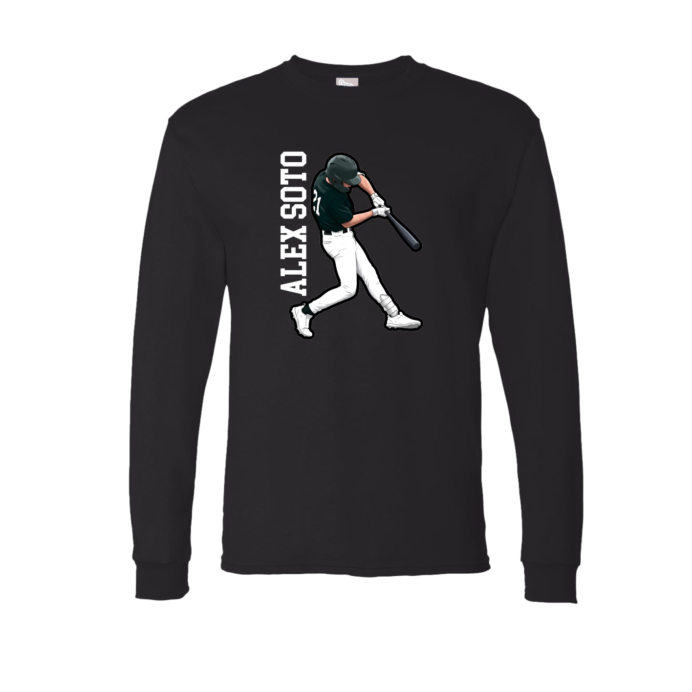 Long Sleeve Tee — Name Vertical in Black
