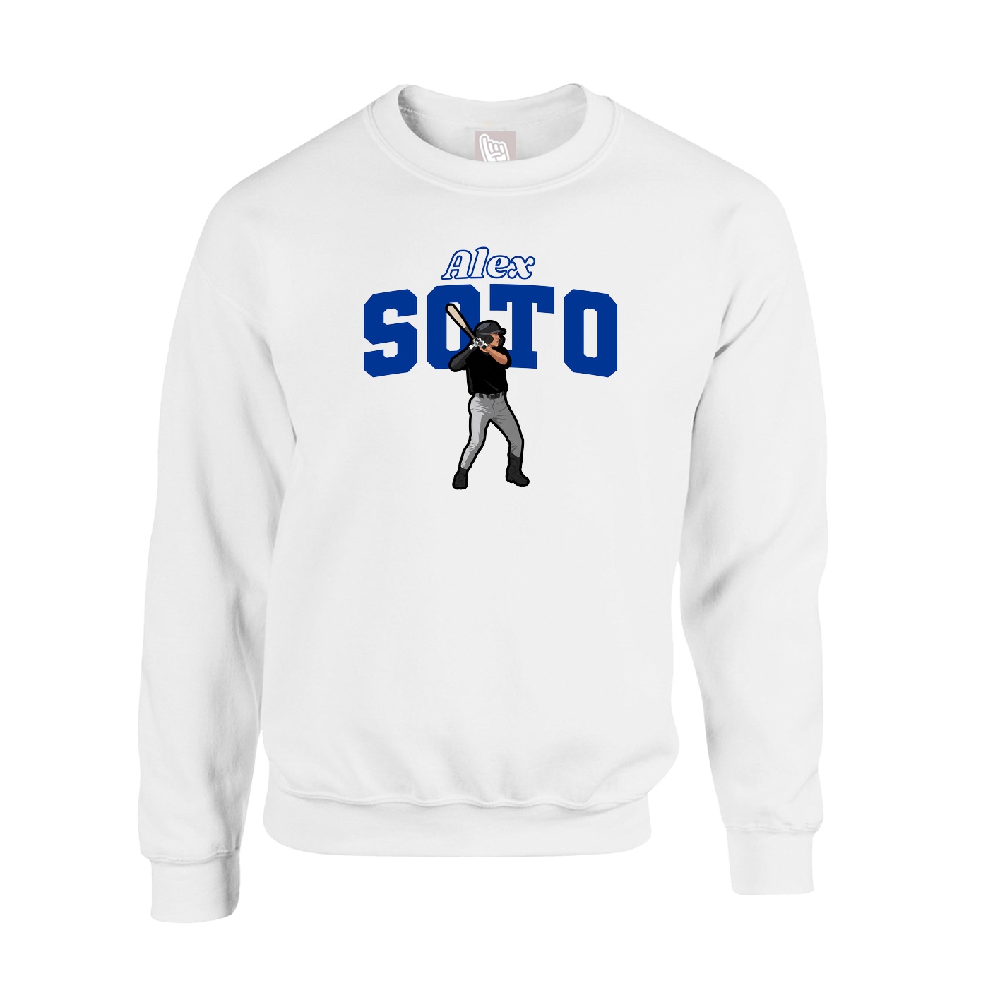 Fleece Crew — Name Arch in White