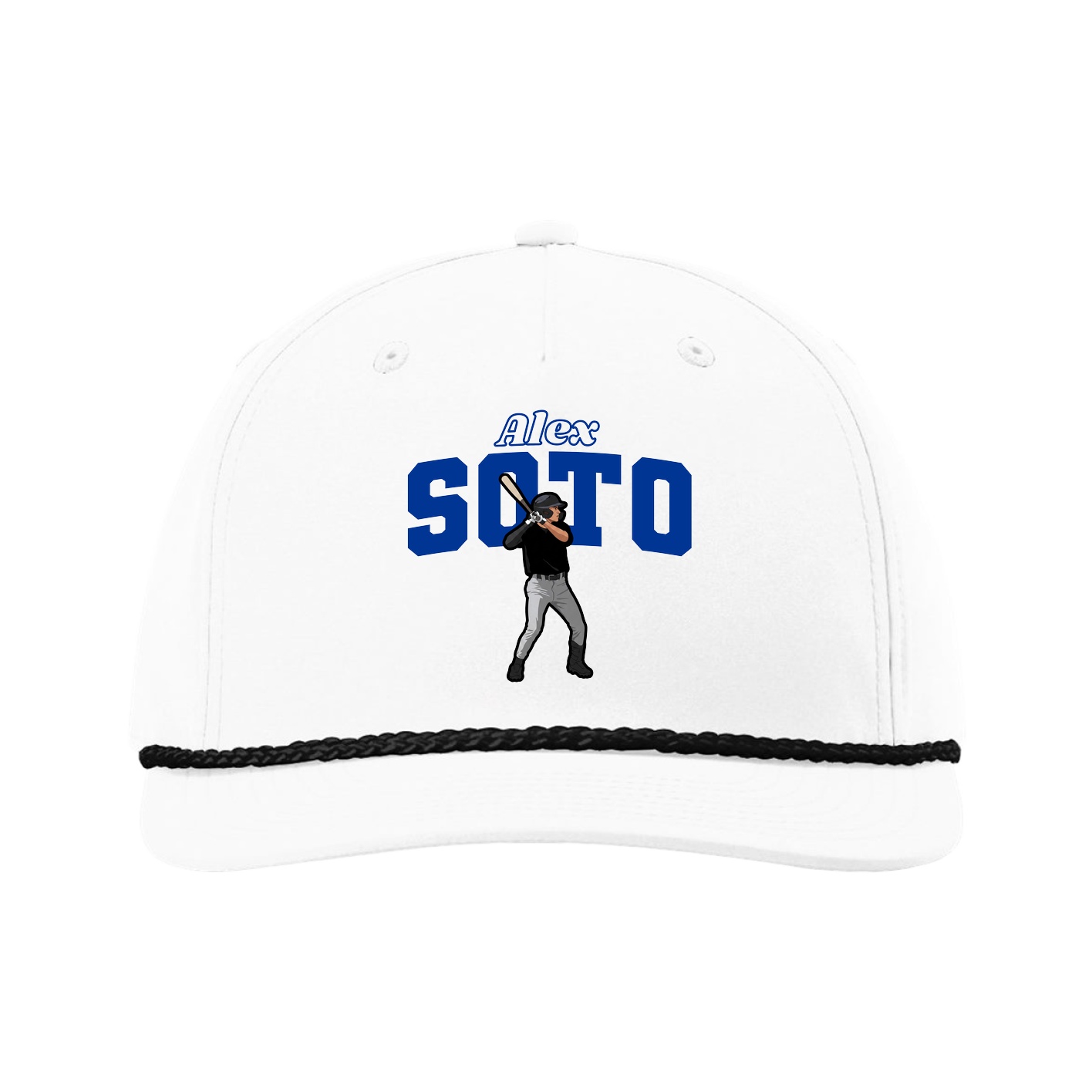Five-Panel Classic Rope Cap — Name Arch in White