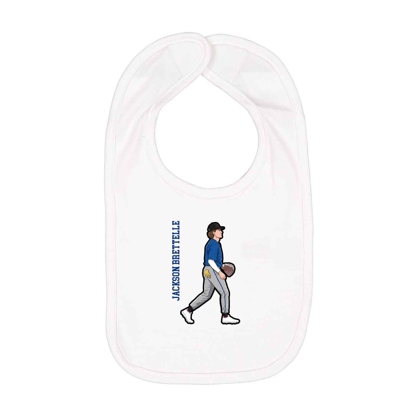 Infant Bib — Name Vertical in White