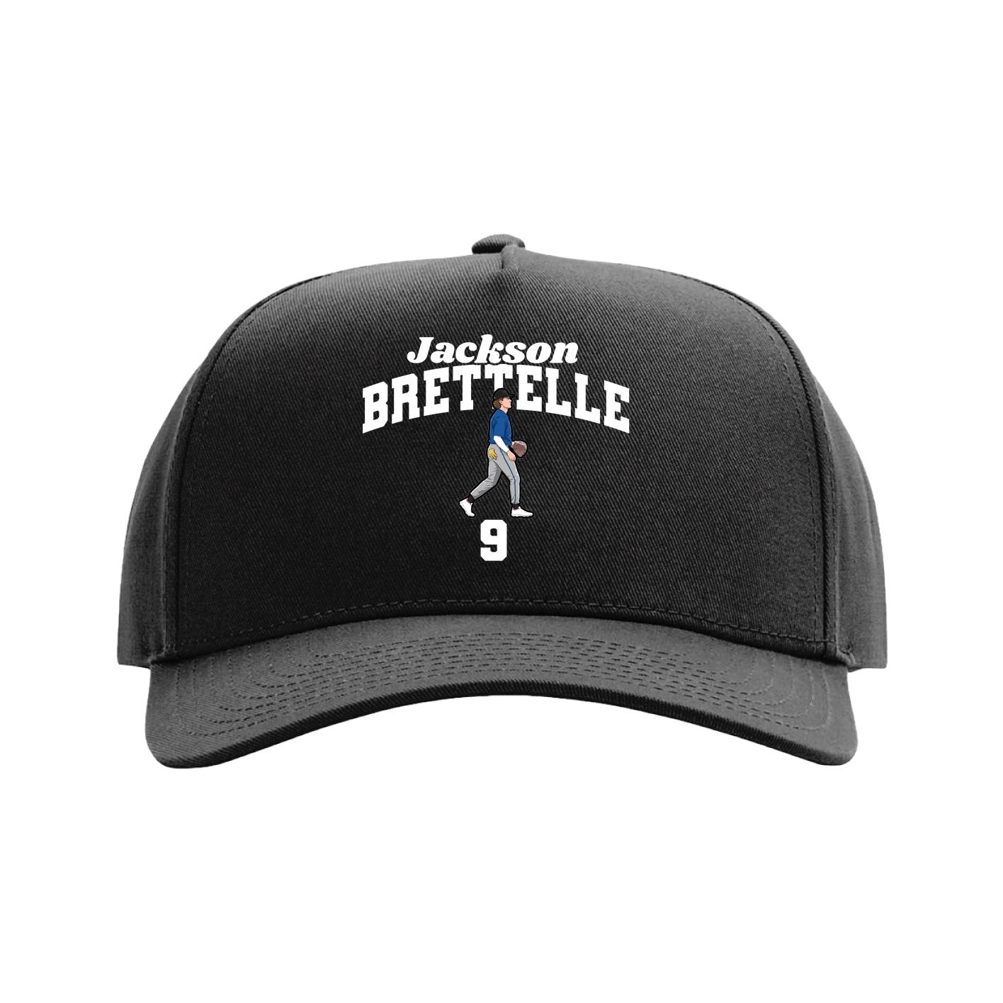 Full Fabric Five-Panel Champ Cap — Signature Arch in Black