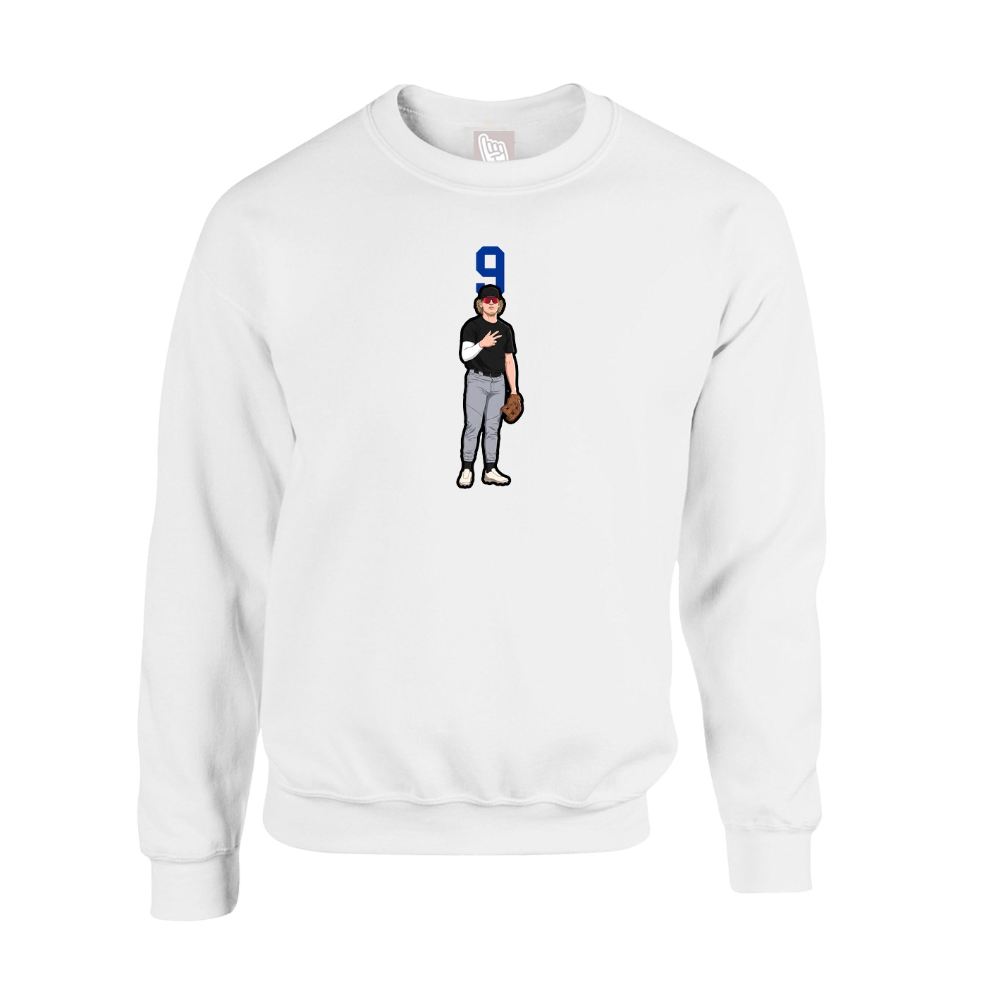 Fleece Crew — Number Top in White