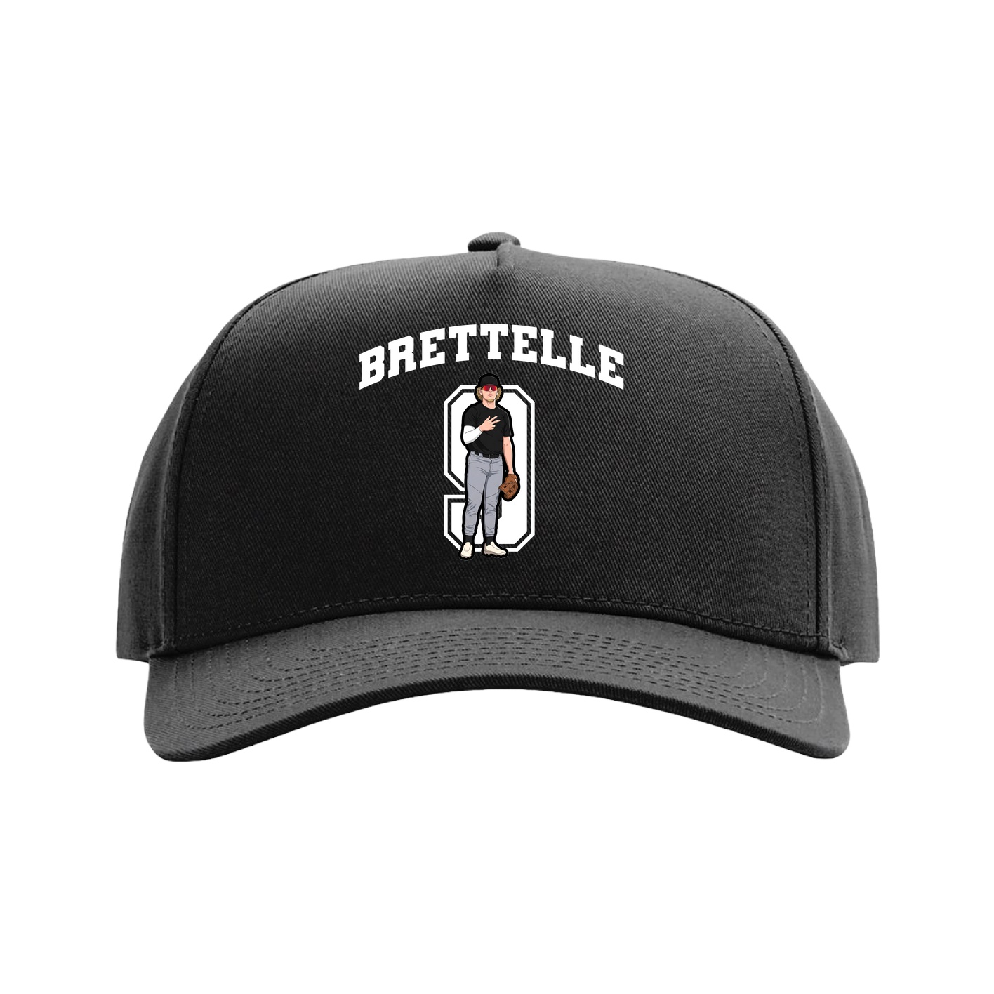 Full Fabric Five-Panel Champ Cap — Number in Black