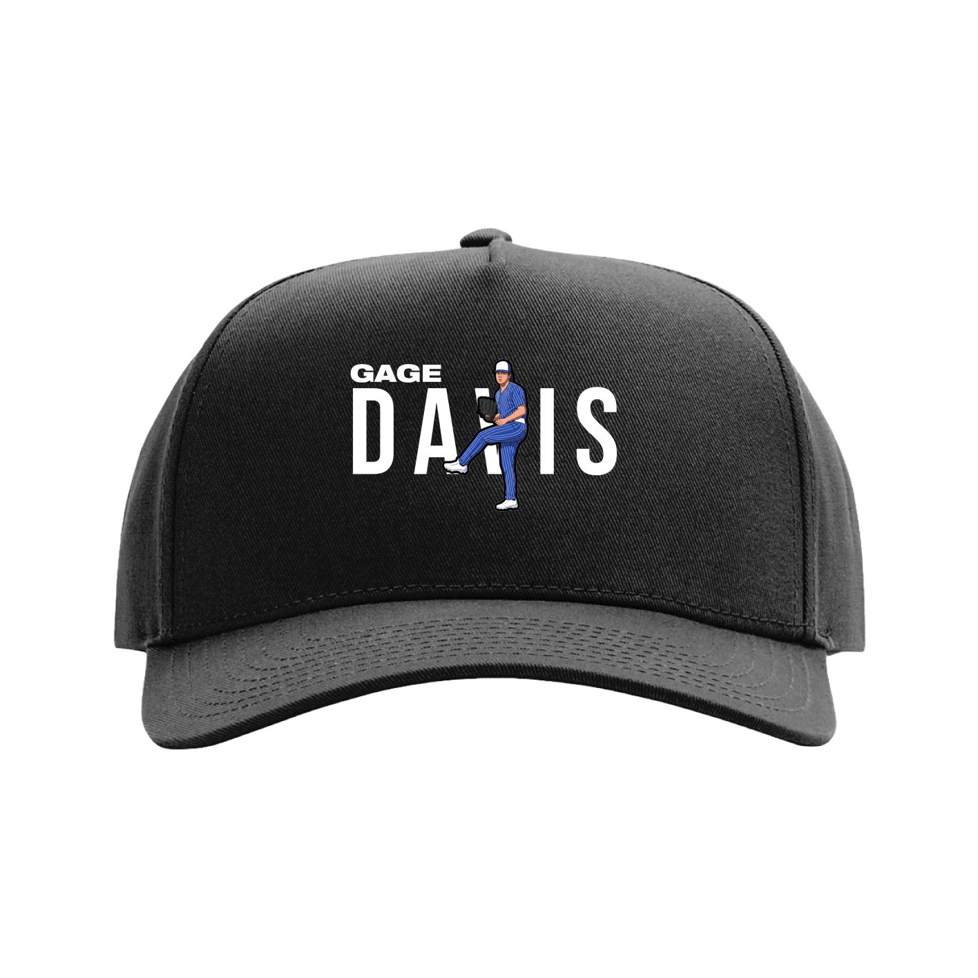 Full Fabric Five-Panel Champ Cap — Player Name in Black