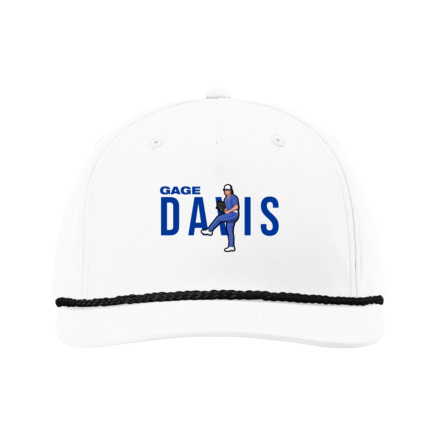 Five-Panel Classic Rope Cap — Player Name in White