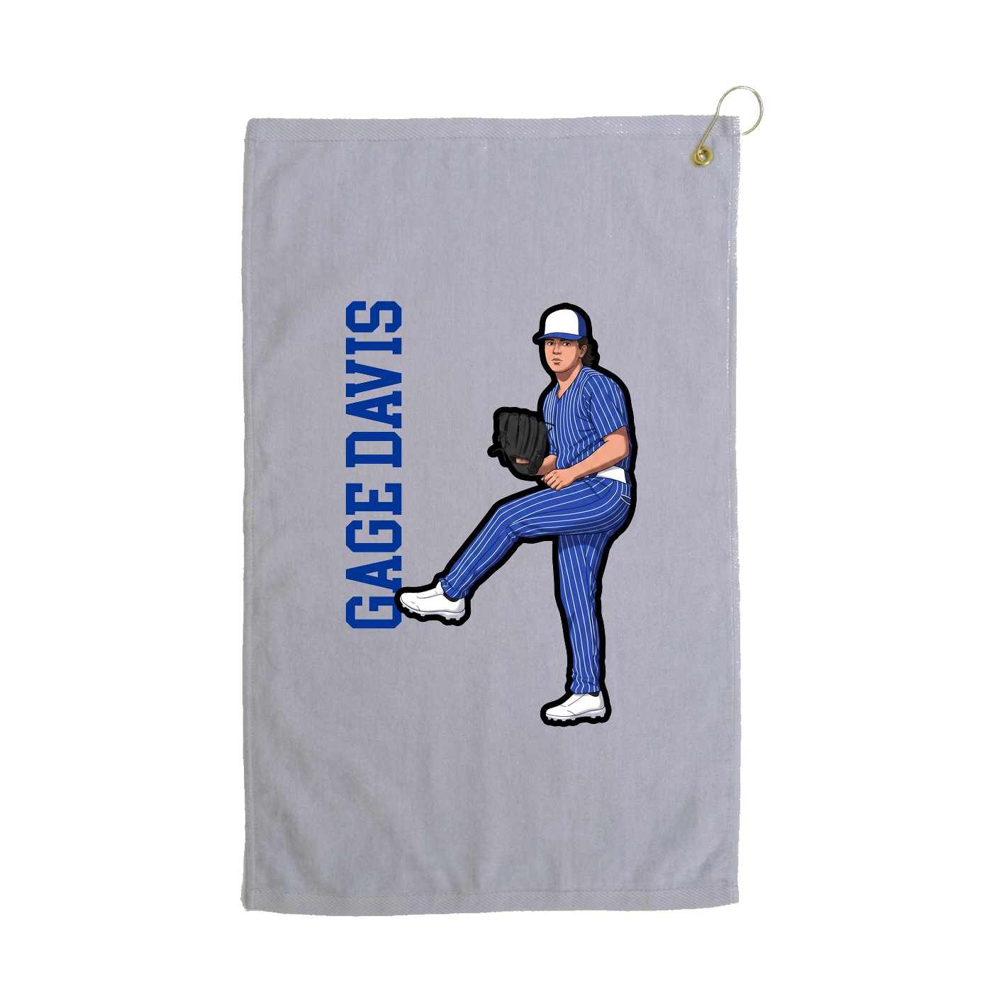 Golf Towel — Name Vertical in Grey