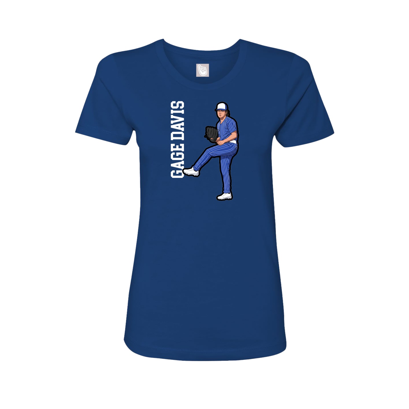 Fitted Women's Tee — Name Vertical in Royal