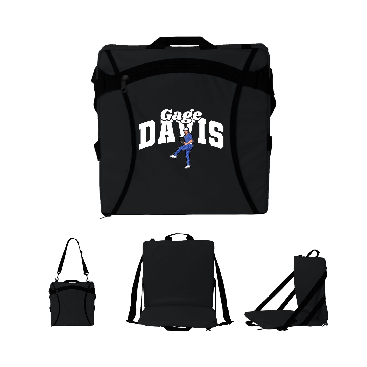 Folding Stadium Seat — Signature Arch in Black