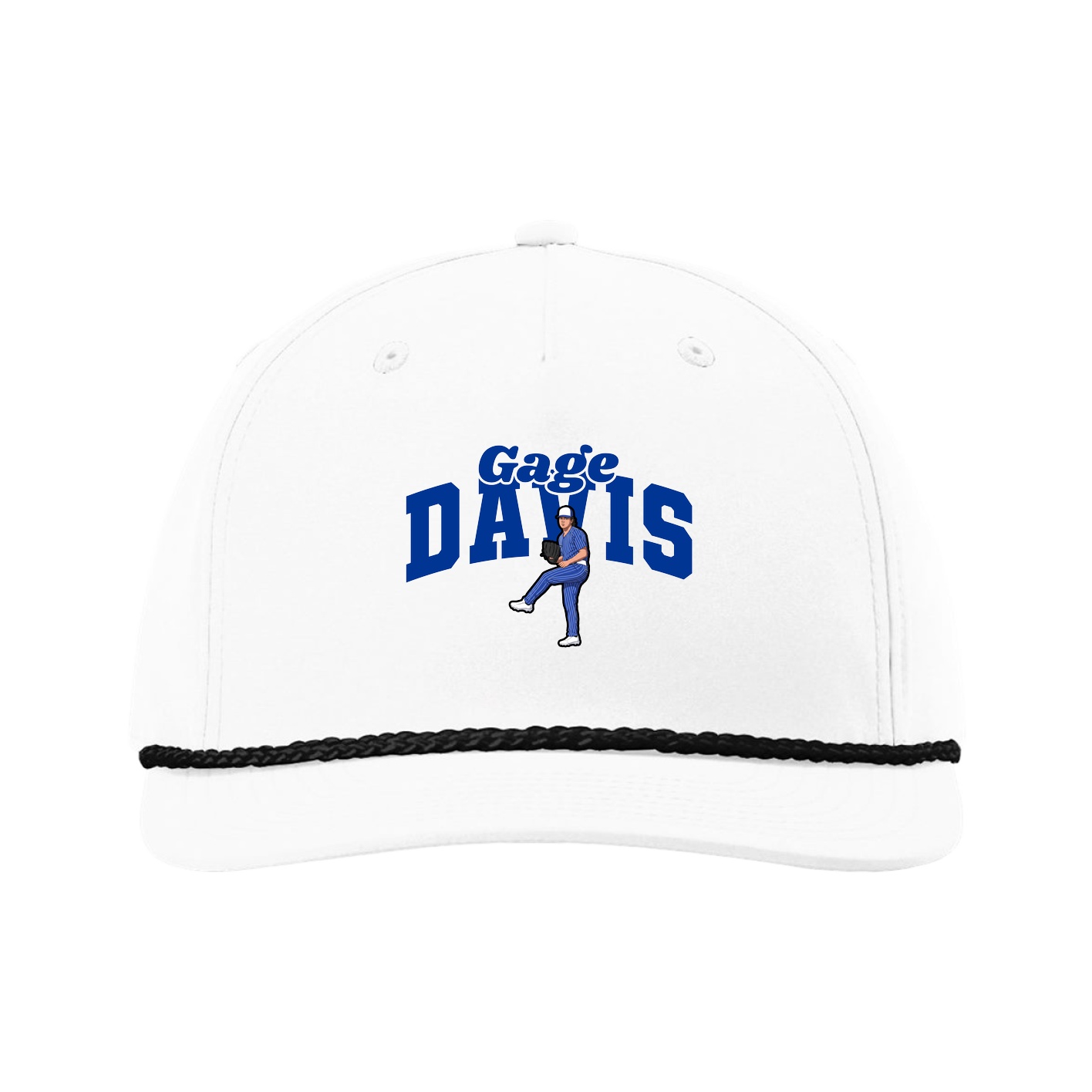 Five-Panel Classic Rope Cap — Signature Arch in White