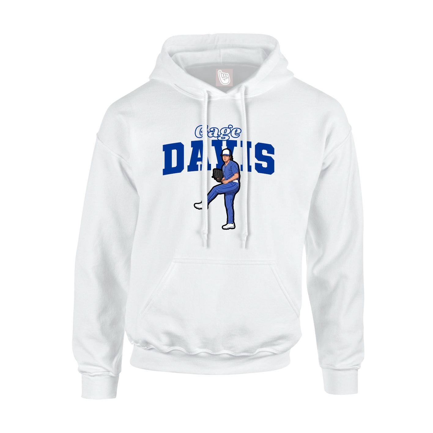Youth Hoodie — Name Arch in White