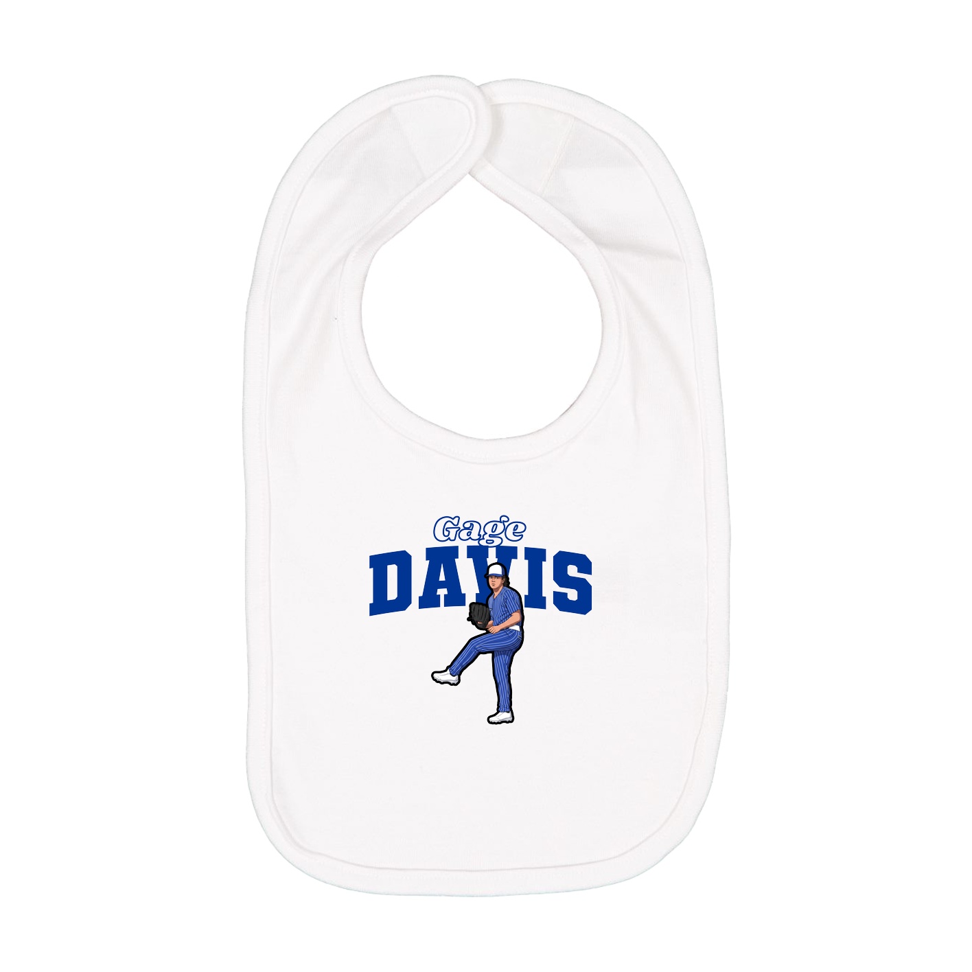 Infant Bib — Name Arch in White