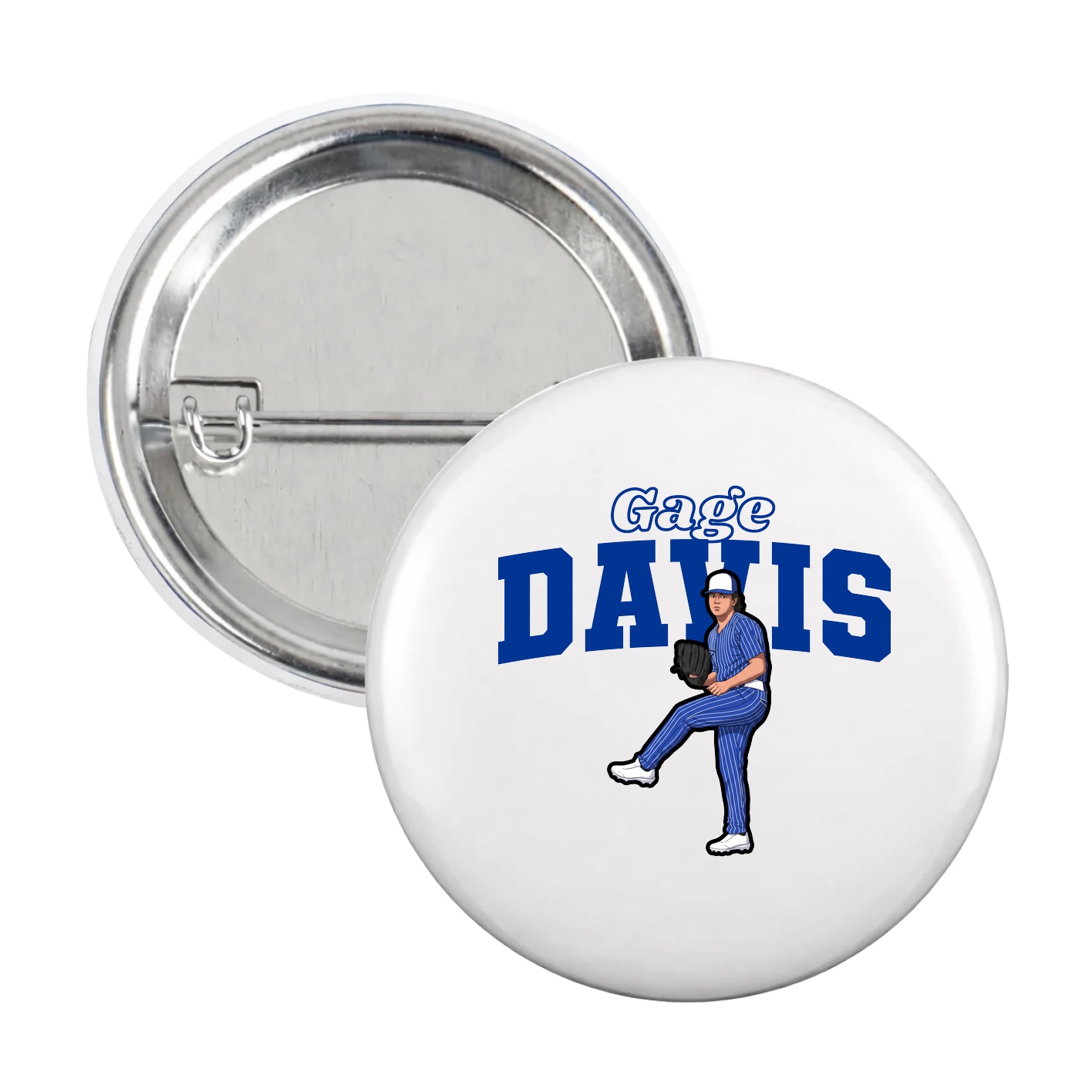 Game Day Button — Name Arch in White