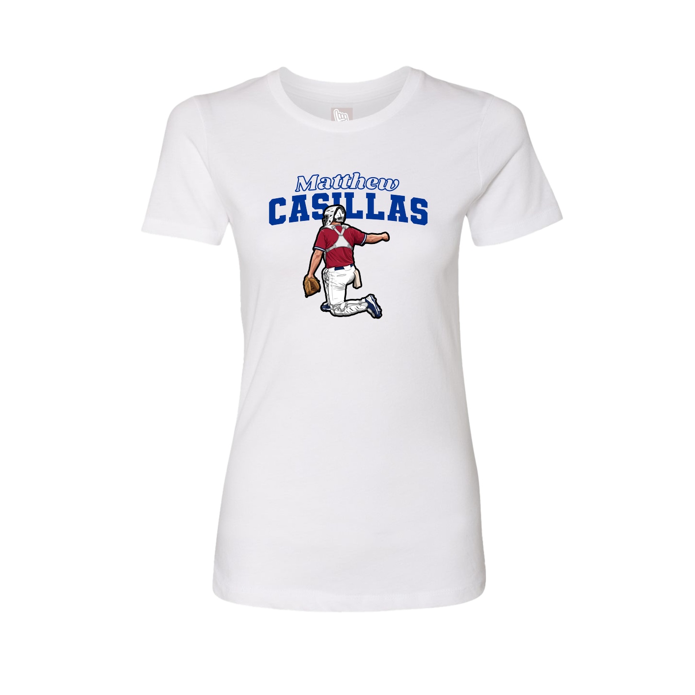 Fitted Women's Tee — Name Arch in White