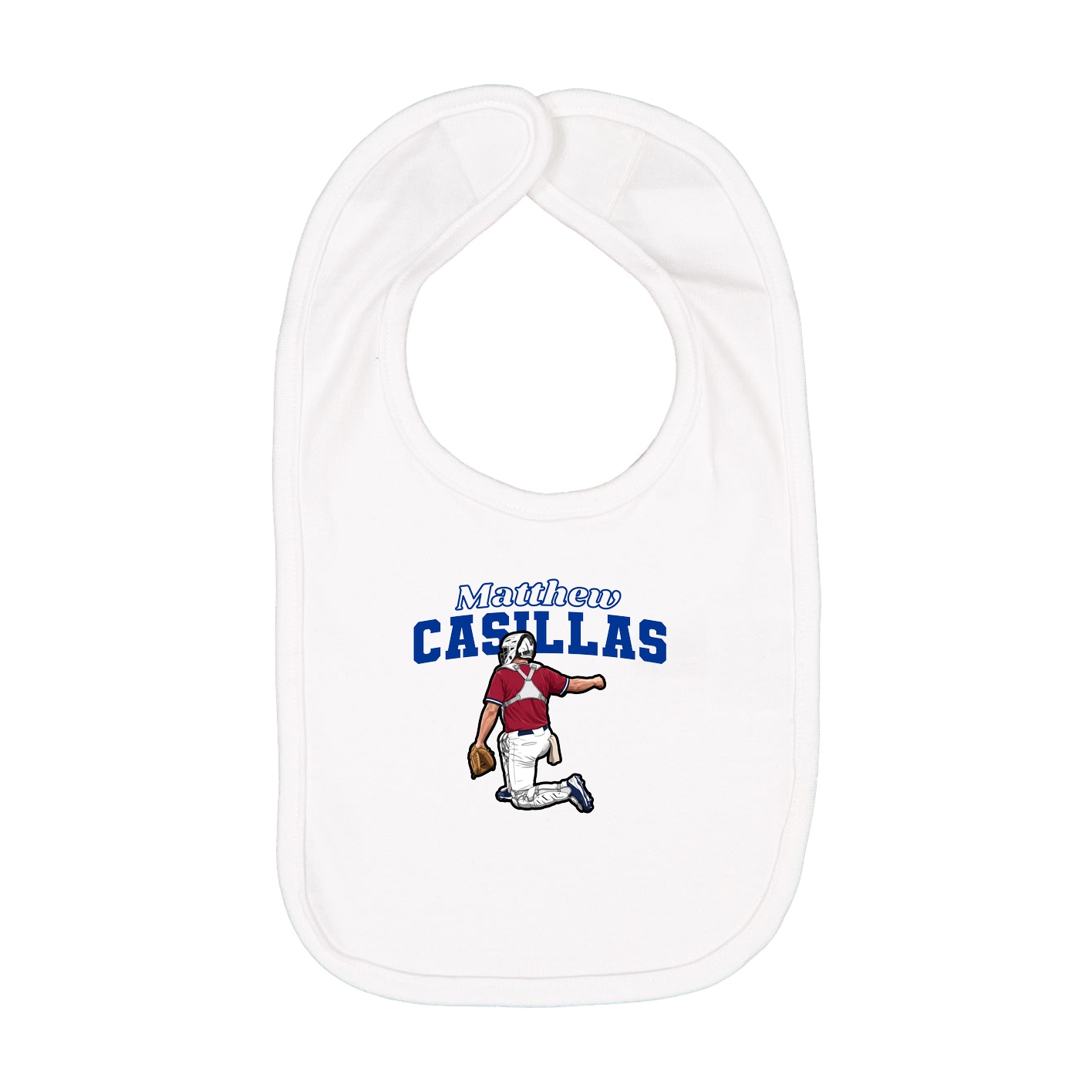 Infant Bib — Name Arch in White