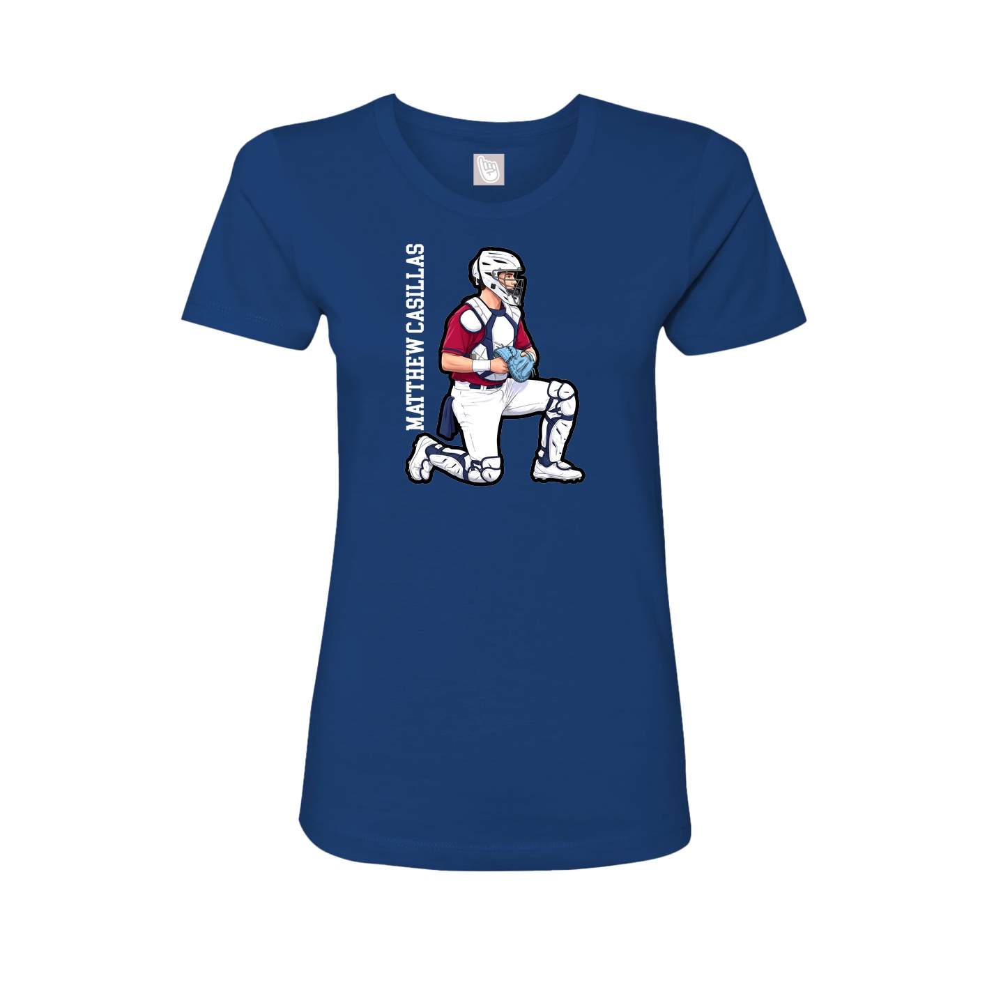 Fitted Women's Tee — Name Vertical in Royal