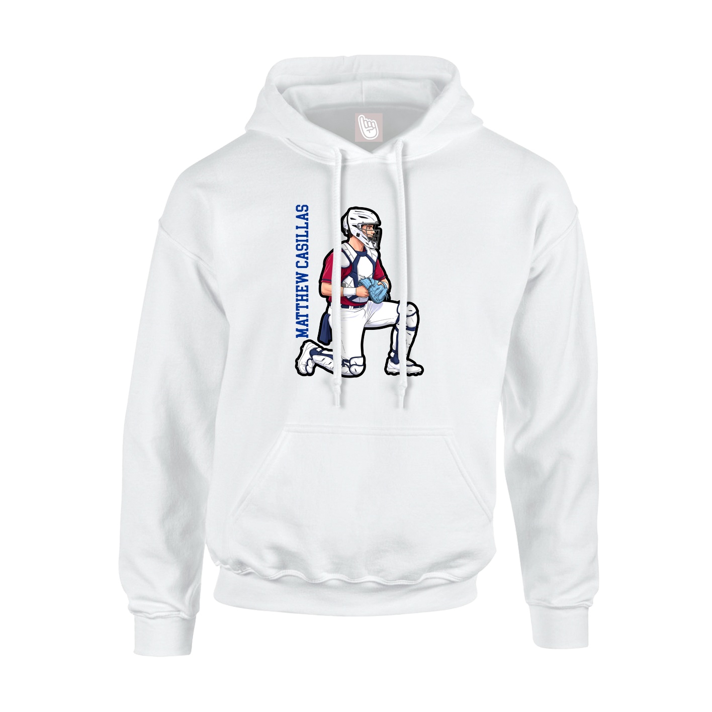 Youth Hoodie — Name Vertical in White