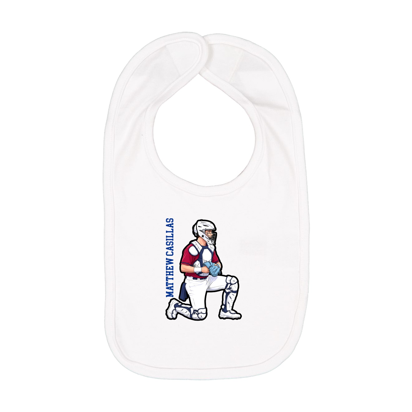 Infant Bib — Name Vertical in White