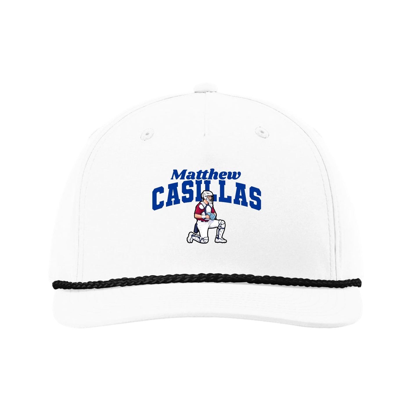 Five-Panel Classic Rope Cap — Signature Arch in White