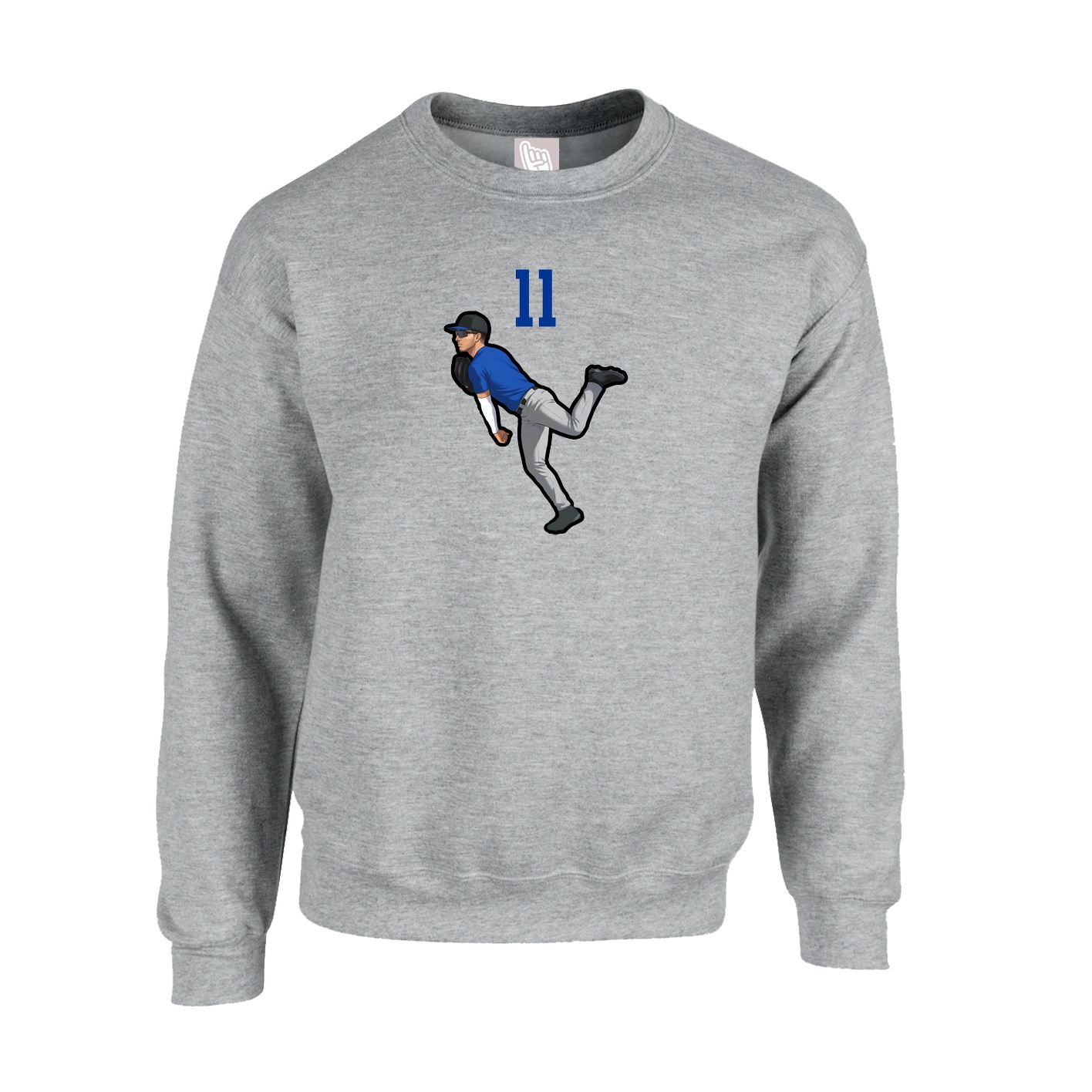 Fleece Crew — Number Top in Grey
