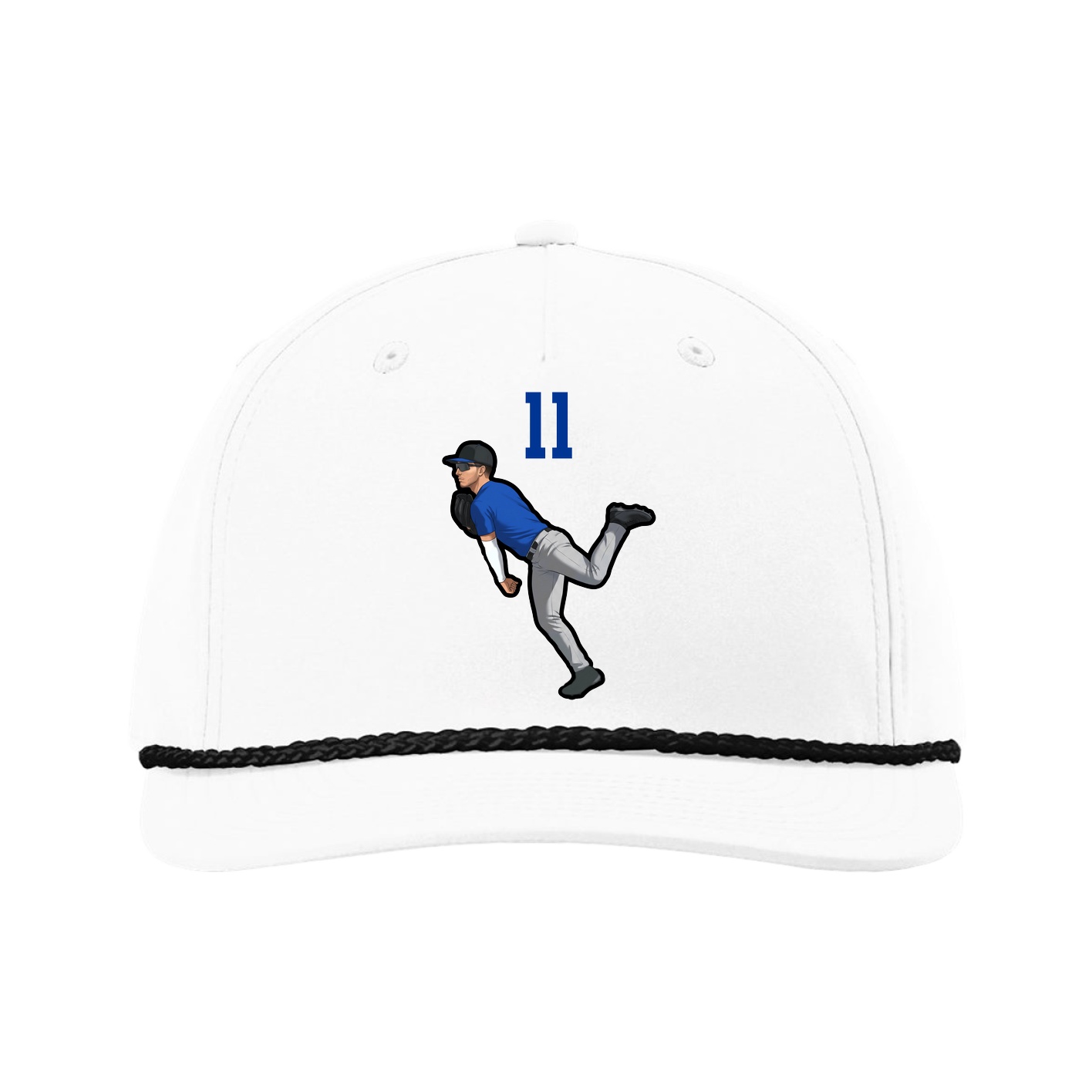 Five-Panel Classic Rope Cap — Number Top in White