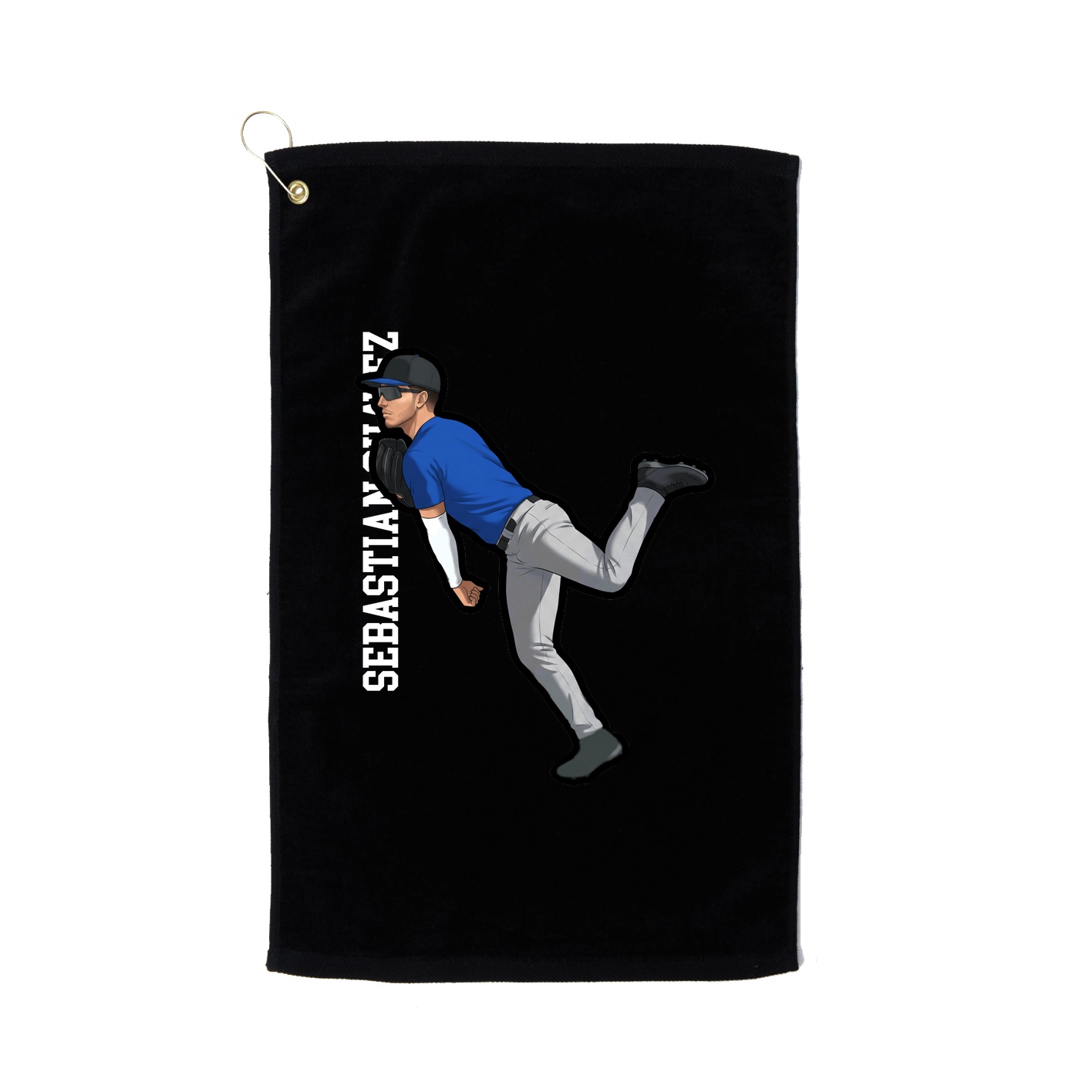 Golf Towel — Name Vertical in Black