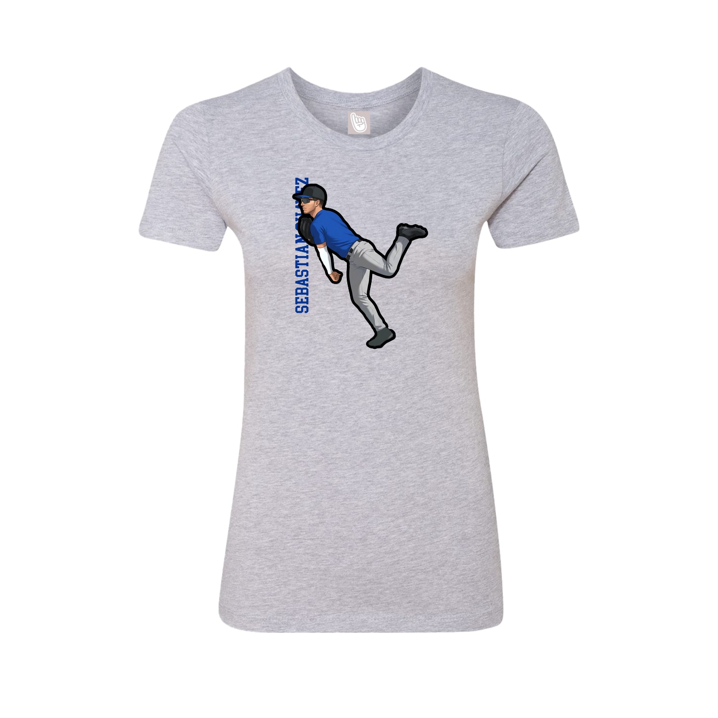 Fitted Women's Tee — Name Vertical in Grey