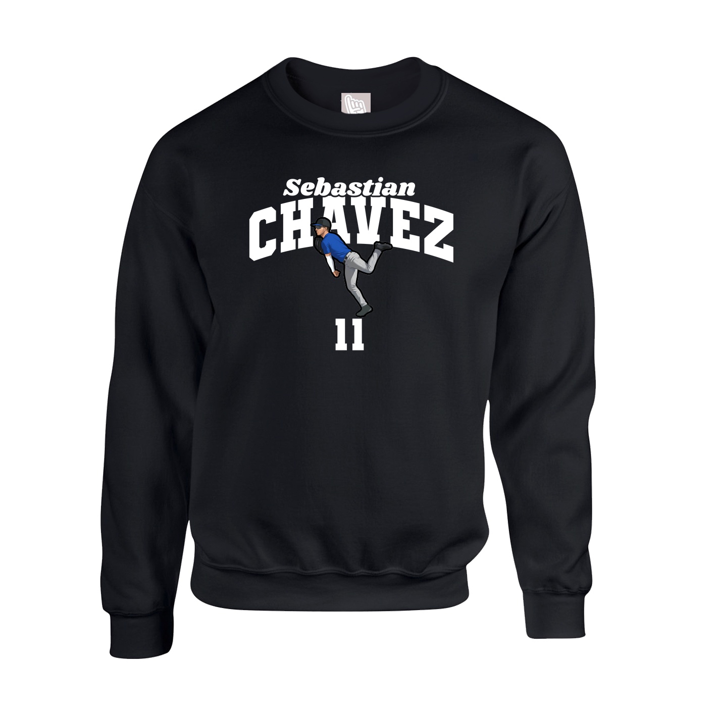 Fleece Crew — Signature Arch in Black