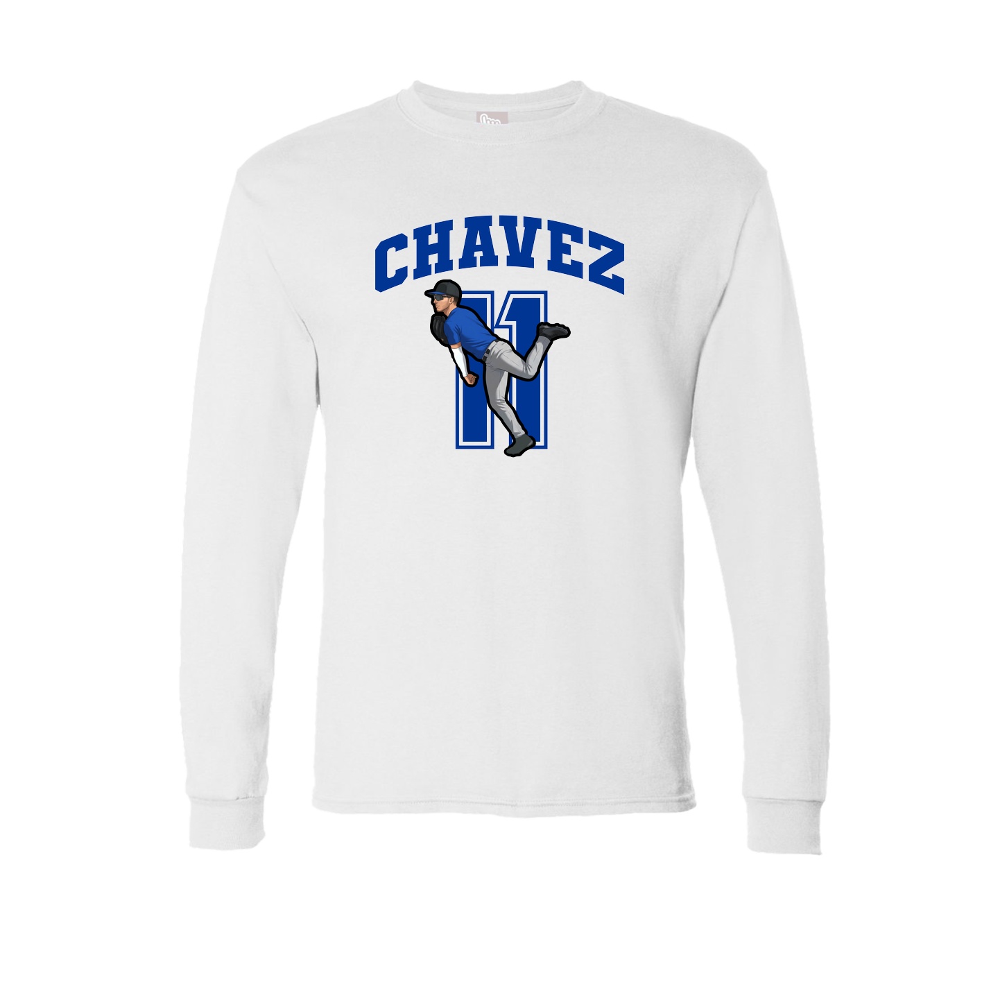 Long Sleeve Tee — Number in White