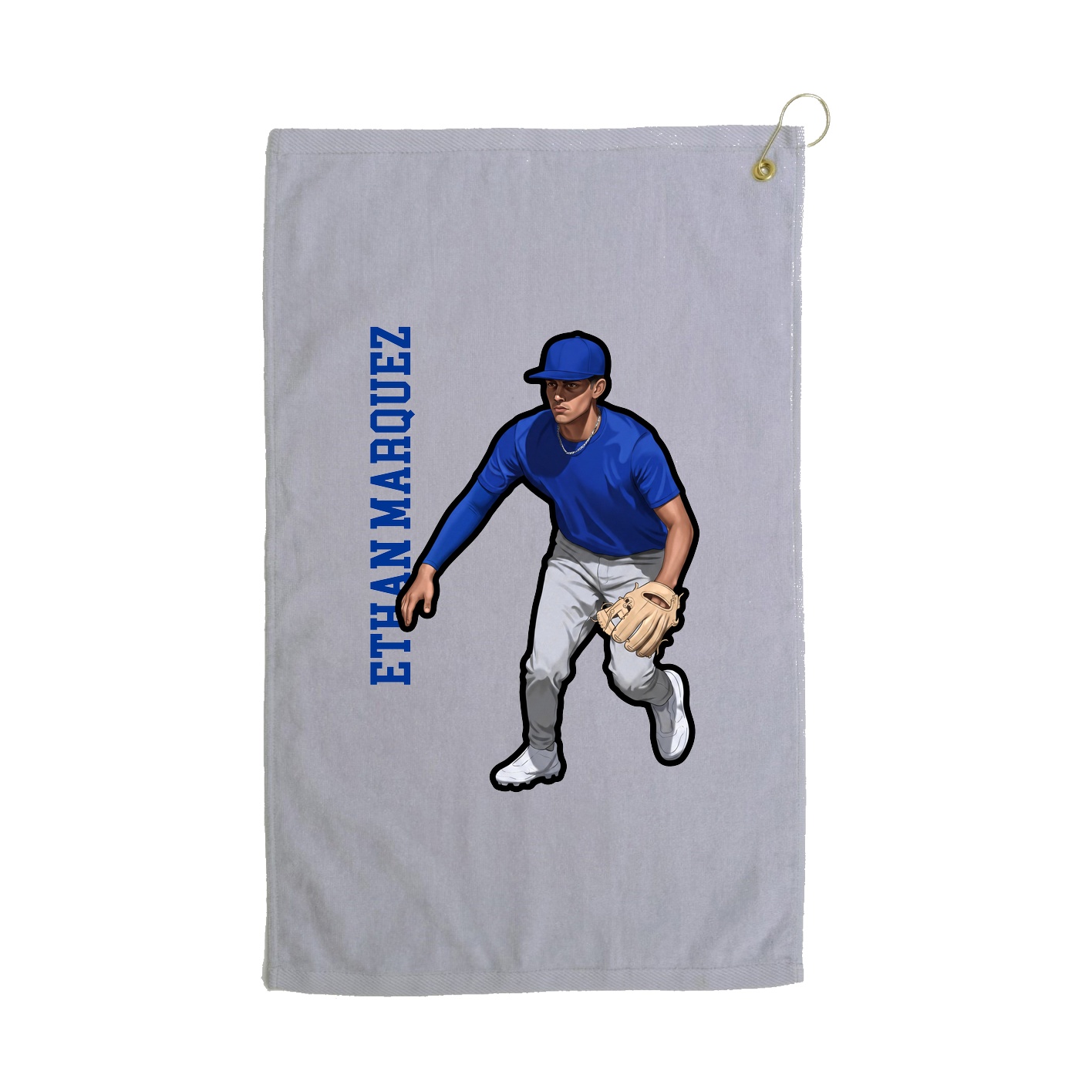 Golf Towel — Name Vertical in Grey