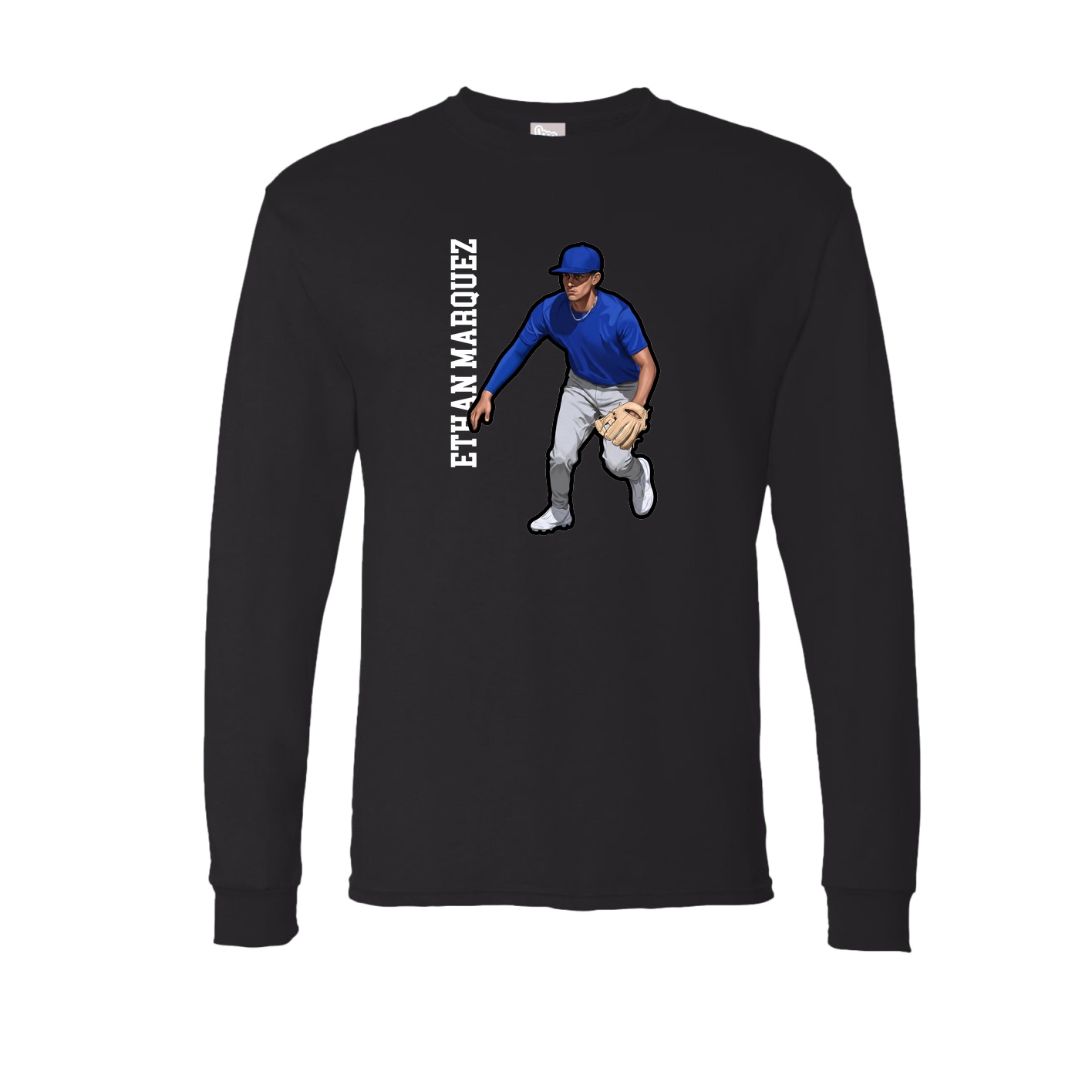 Long Sleeve Tee — Name Vertical in Black