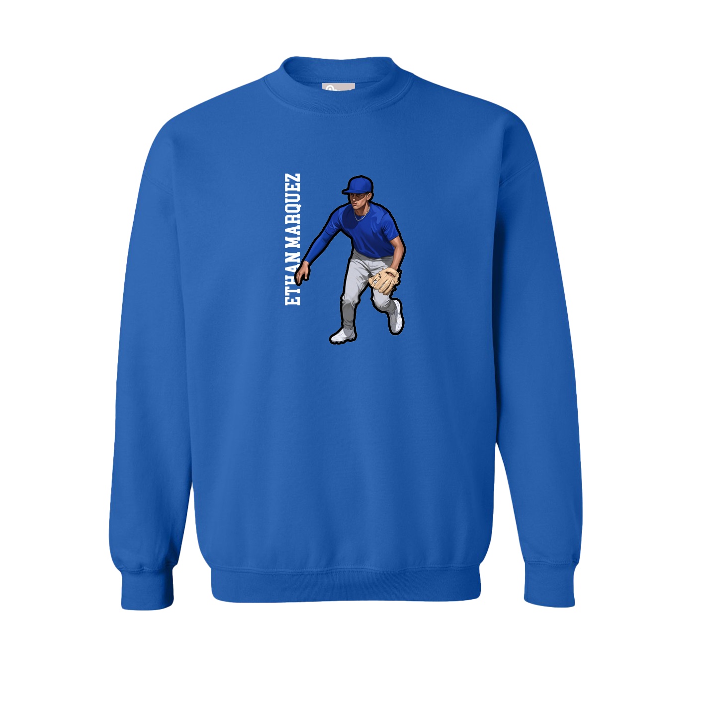 Fleece Crew — Name Vertical in Royal