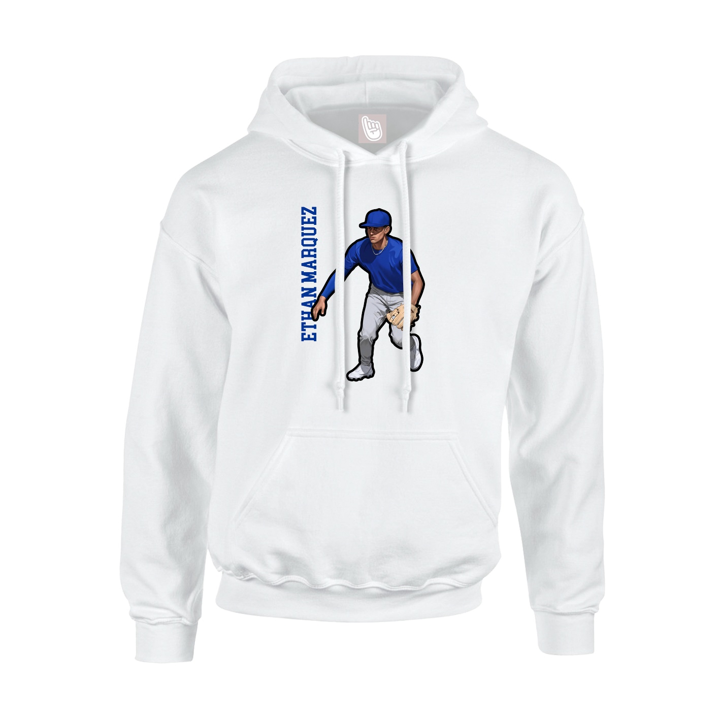 Youth Hoodie — Name Vertical in White
