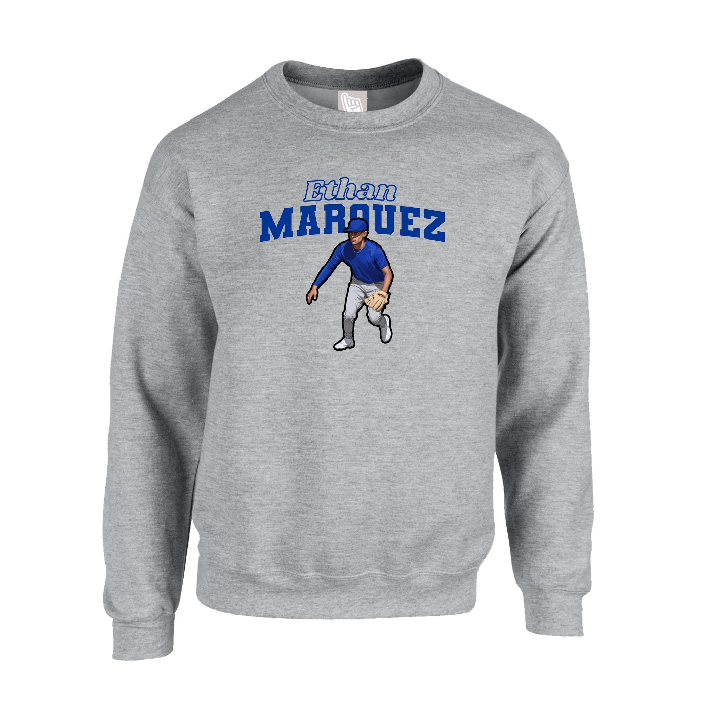Fleece Crew — Name Arch in Grey