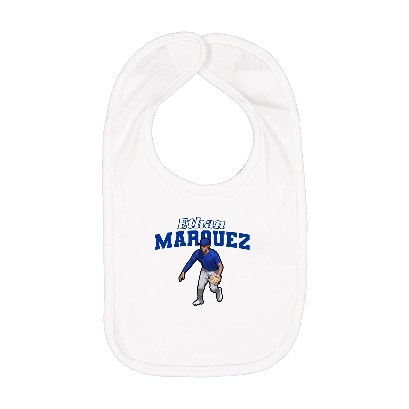 Infant Bib — Name Arch in White