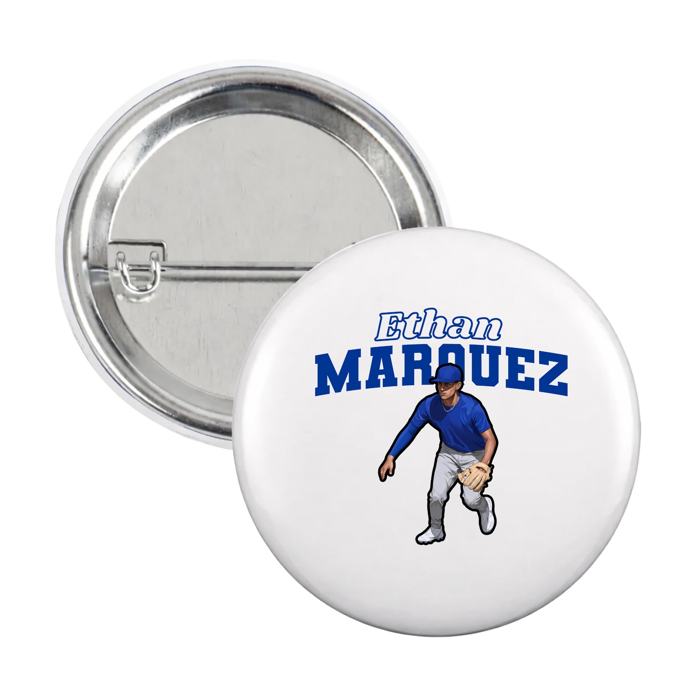 Game Day Button — Name Arch in White