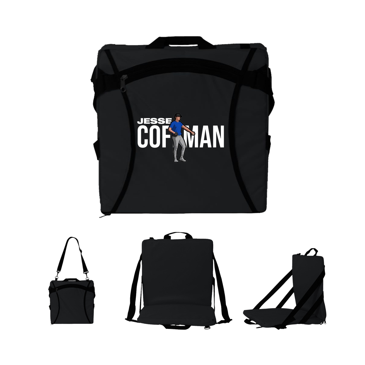 Folding Stadium Seat — Player Name in Black